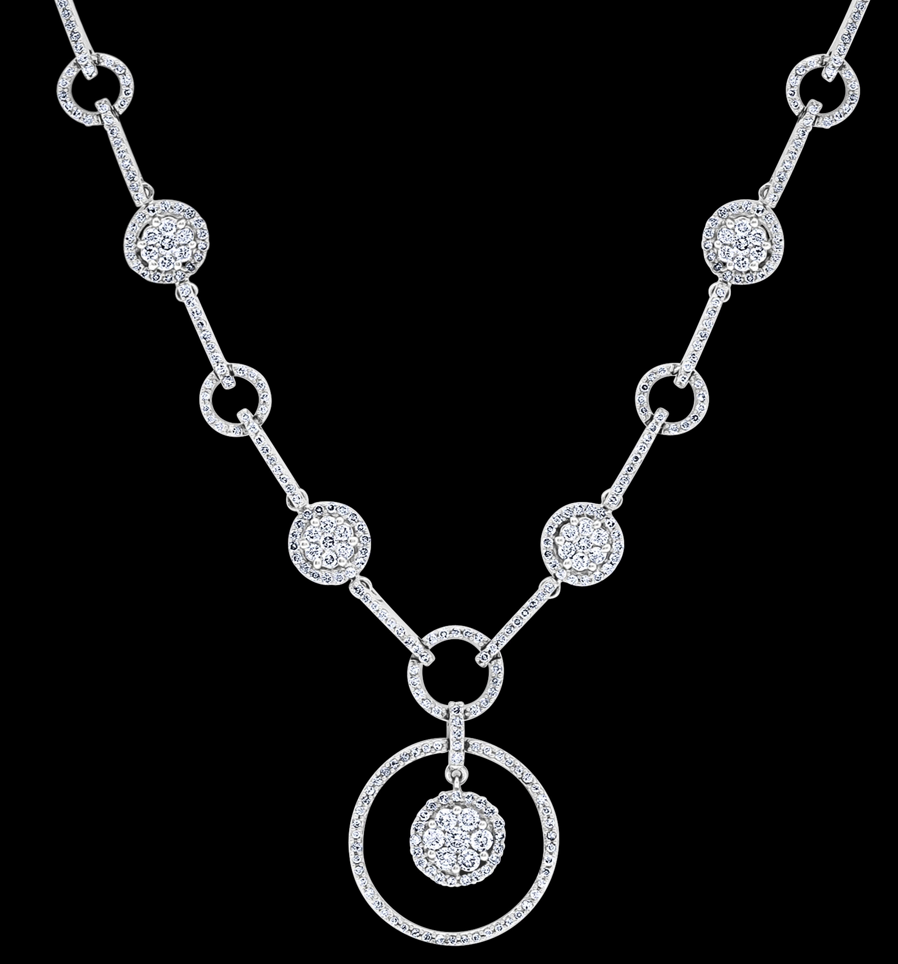 Round Cut Designer Effy's Elegant Dangling 3.63 Carat Diamond Necklace in 14 Karat Gold