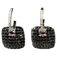 Designer Effy's Natural Black and White Diamond Dangling Earrings 14 Karat Gold