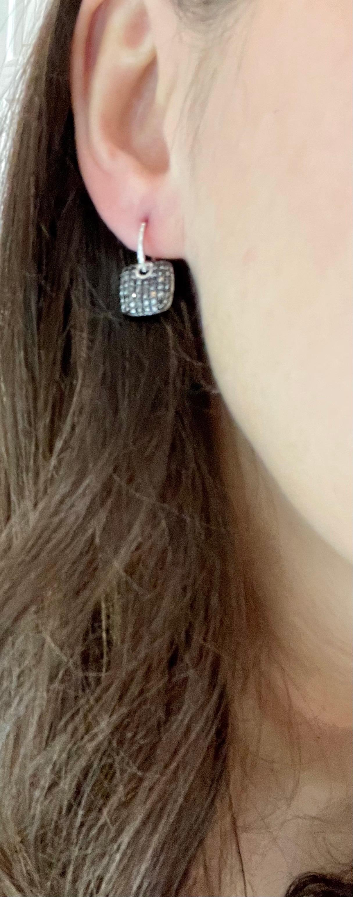 Designer Effy's Natural Black and White Diamond Dangling Earrings 14 Karat Gold 5