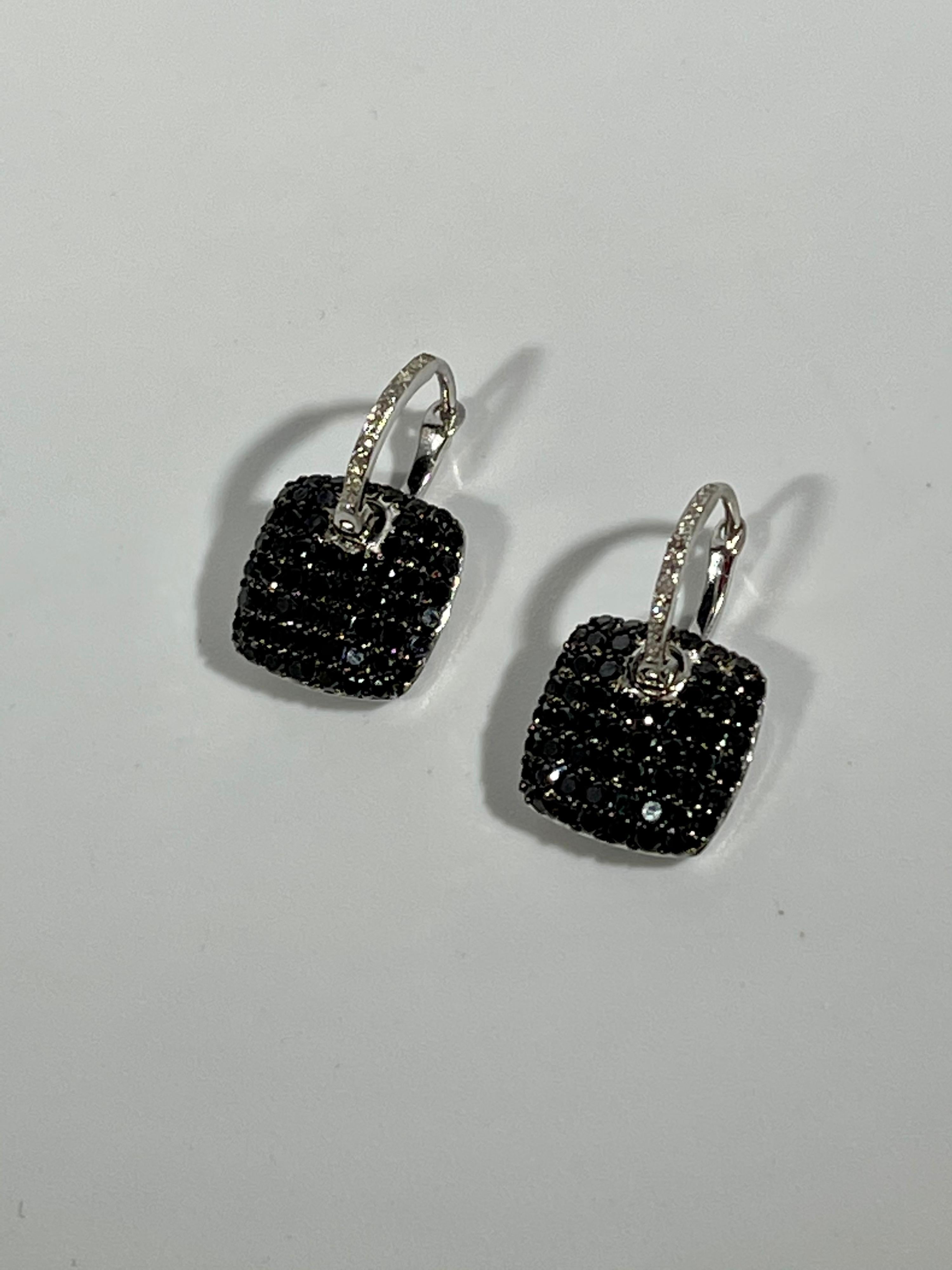 Designer Effy's Natural Black and White Diamond Dangling Earrings 14 Karat Gold 8