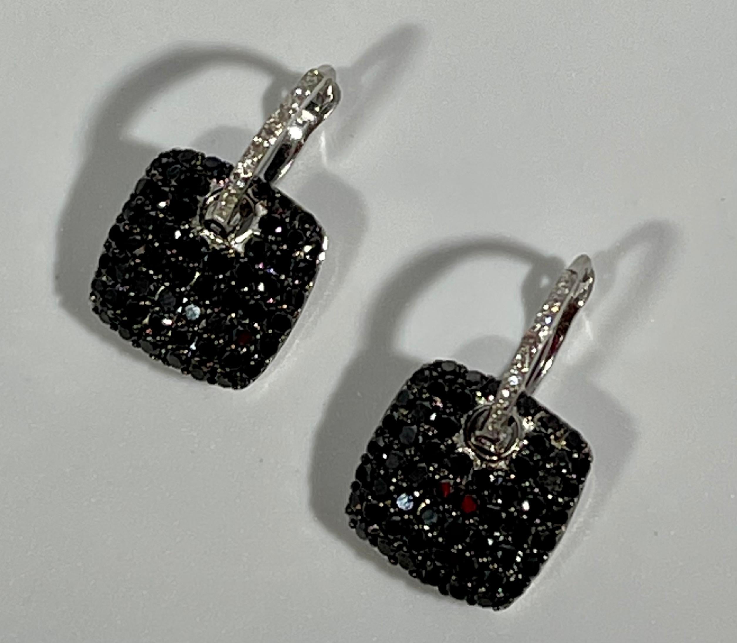 Designer Effy's Natural Black and White Diamond Dangling Earrings 14 Karat Gold 9