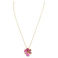 Designer Effy's Natural Pink Sapphire & Diamond Pendant /Necklace 14Kt Rose Gold