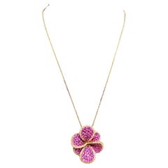 Designer Effy's Natürlicher rosa Saphir & Diamant-Anhänger /Halskette 14Kt Roségold