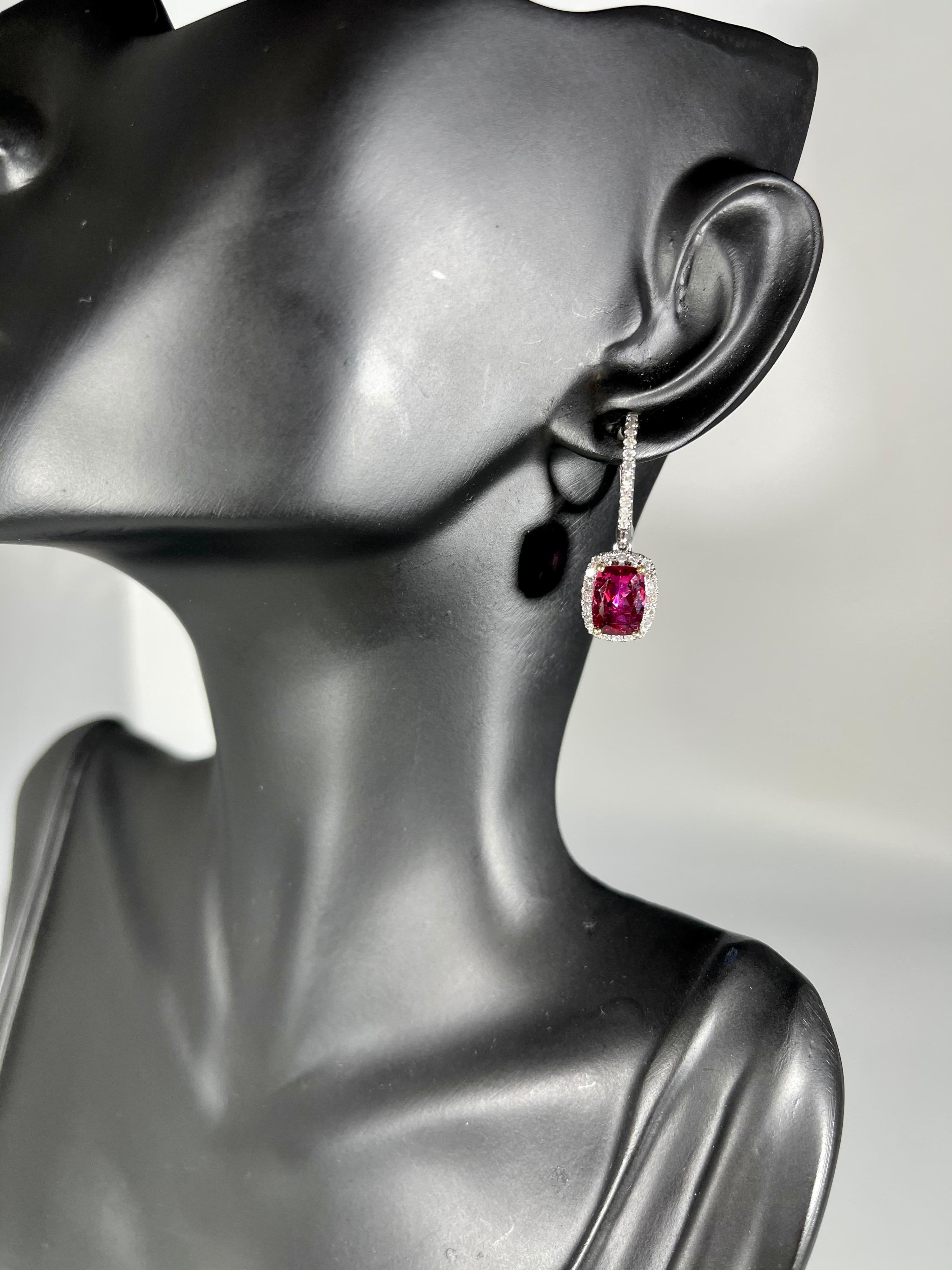Women's Designer Effy's Natural Pink Tourmaline and Diamond Dangling Earrings 14K W Gold