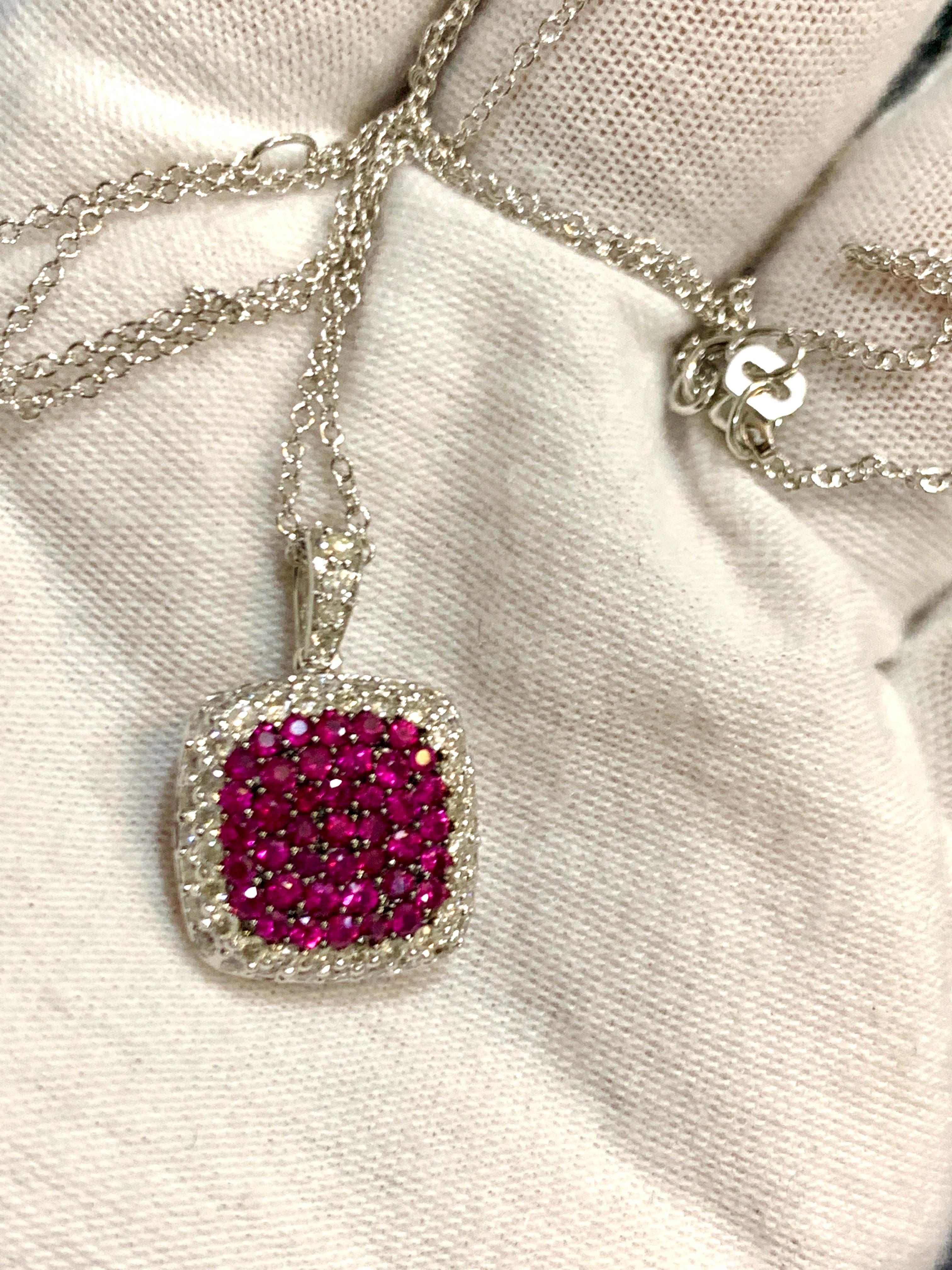 Designer-Effy's Natürlicher Rubin- und Diamant-Anhänger /Halskette 14 Karat Gold + Kette für Damen oder Herren im Angebot
