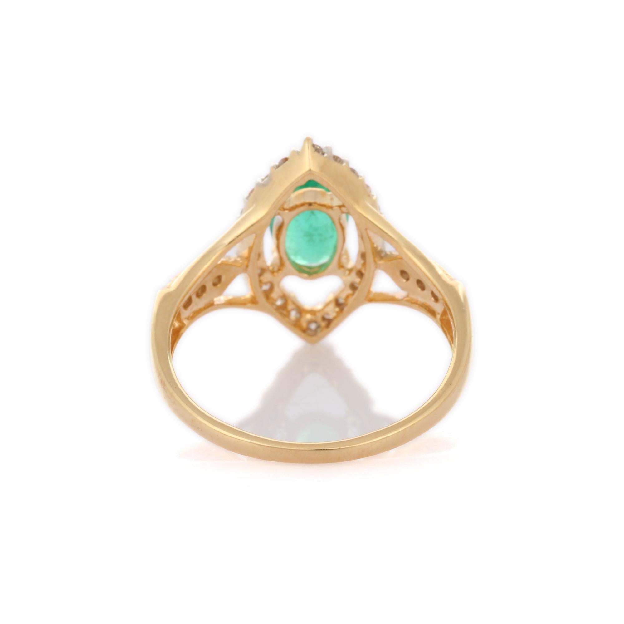 For Sale:  Designer Emerald Diamond Wedding Ring Cocktail Ring in 18K White Gold 3