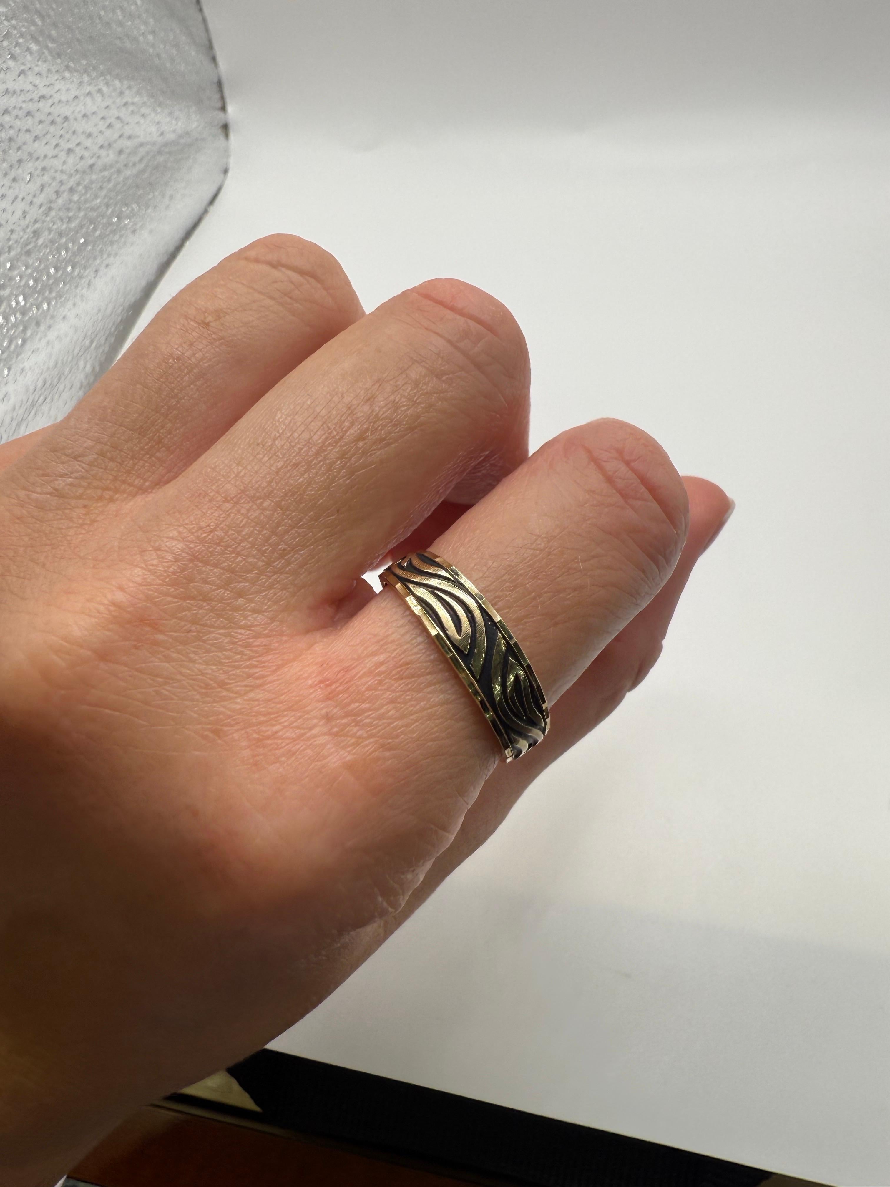 da uomo o donna Designer Anello in oro con smalto 14KT unisex in vendita