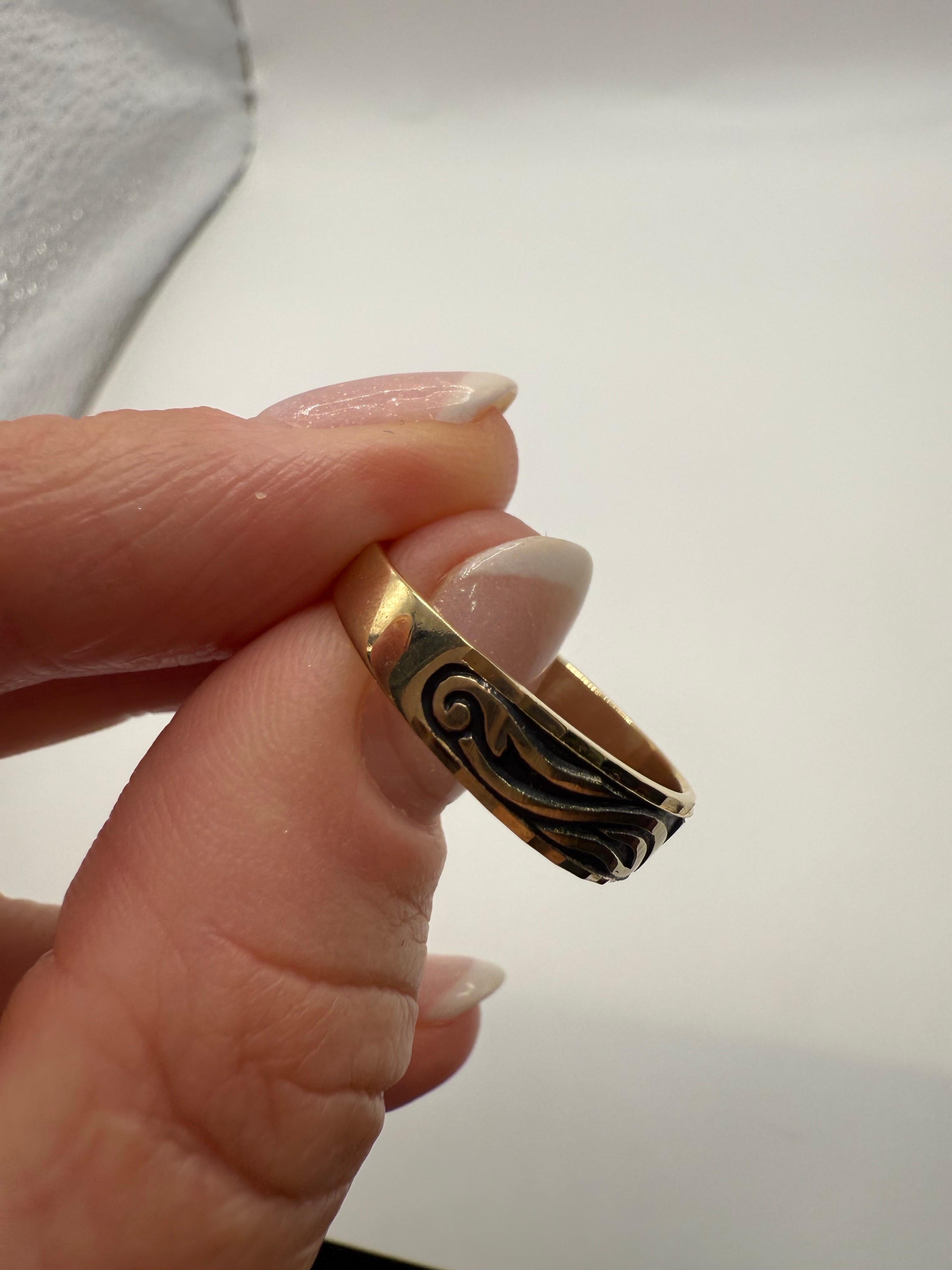 Designer Anello in oro con smalto 14KT unisex in vendita 3