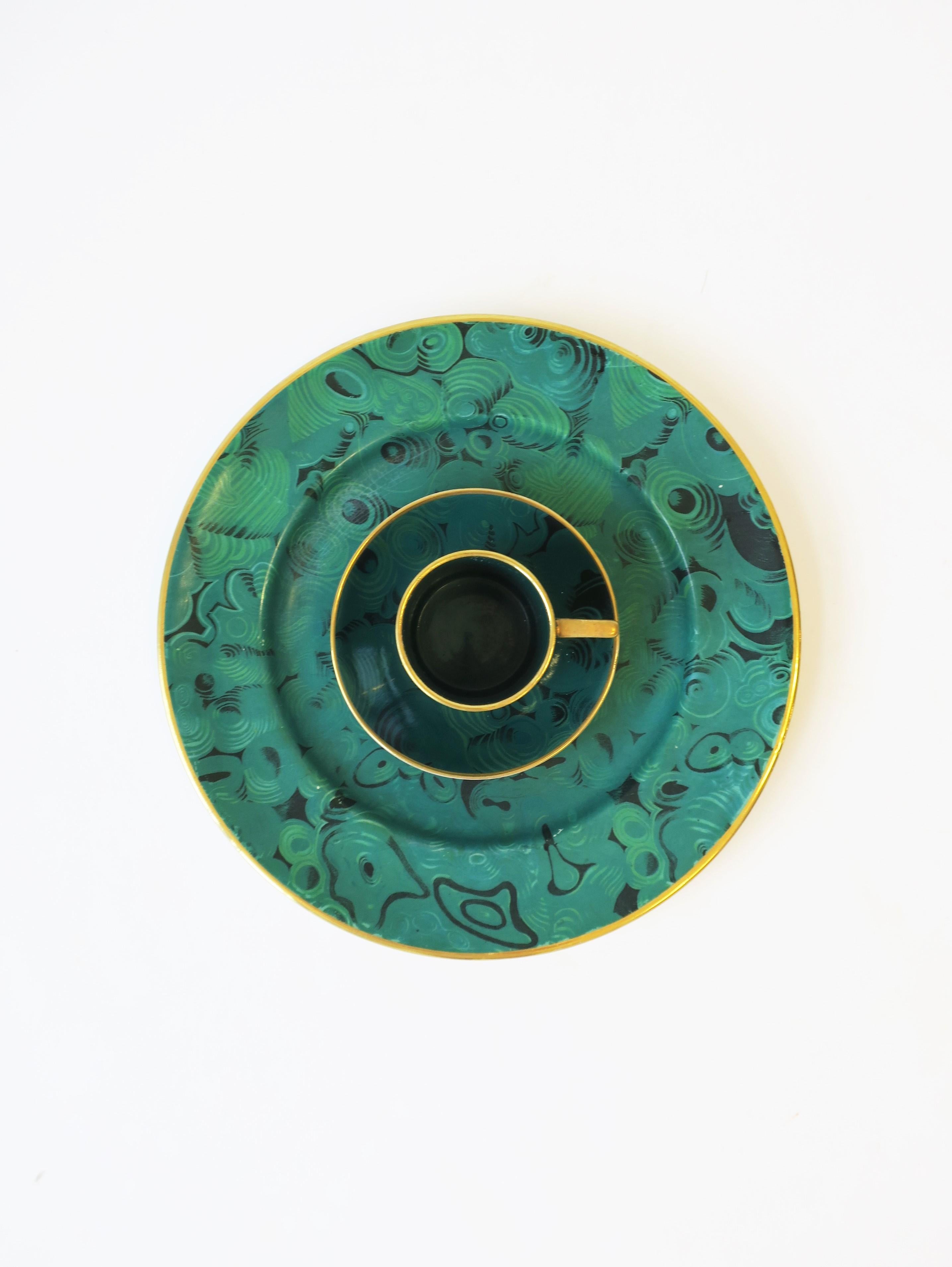 Designer English Green Malachite Dinner Plates, Set of 12 2
