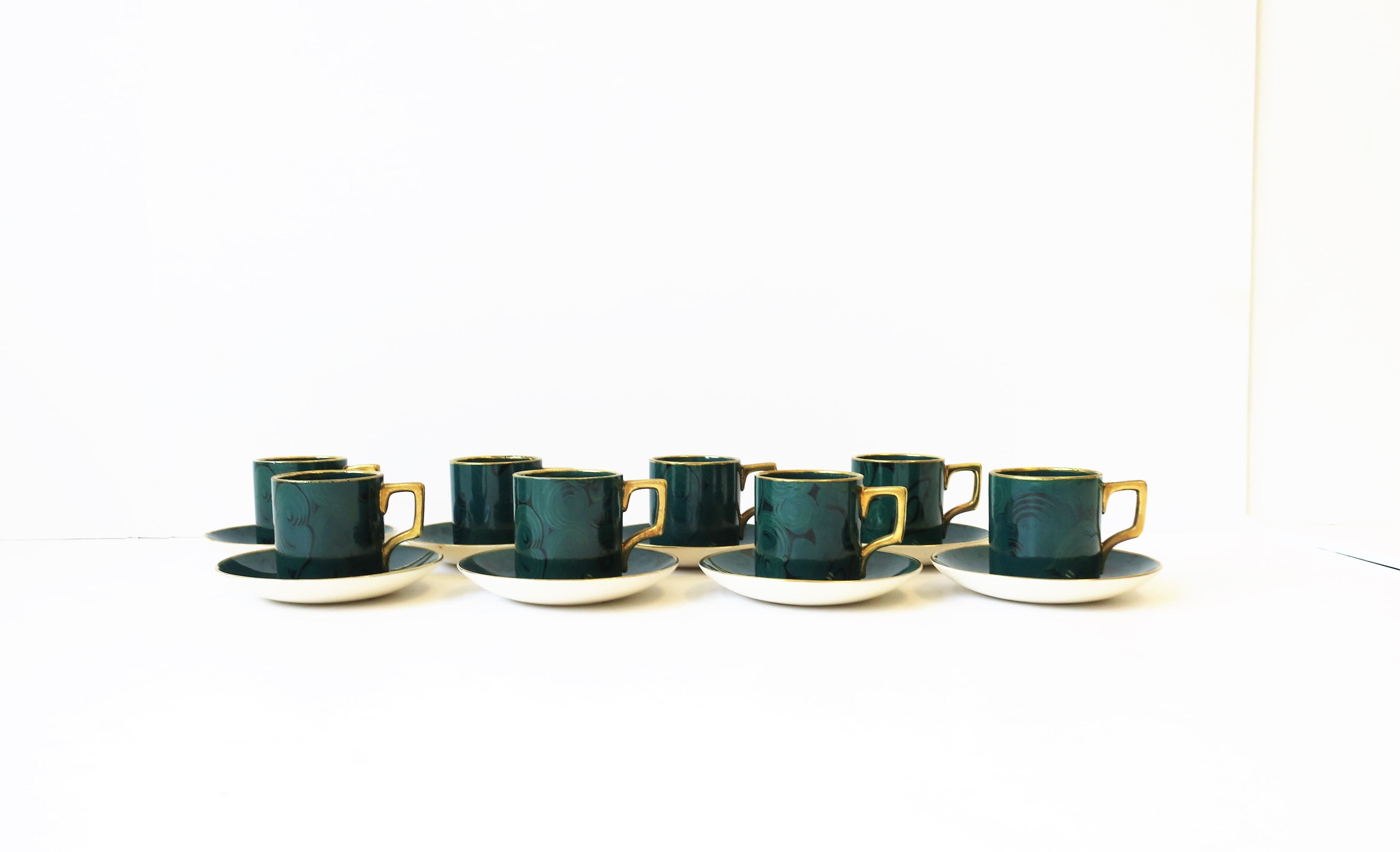 Ceramic Malachite Pottery Espresso Coffee and Tea Demitasse Susan Williams-Ellis English For Sale