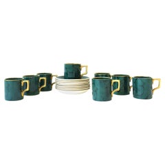 Retro Malachite Pottery Espresso Coffee and Tea Demitasse Susan Williams-Ellis English