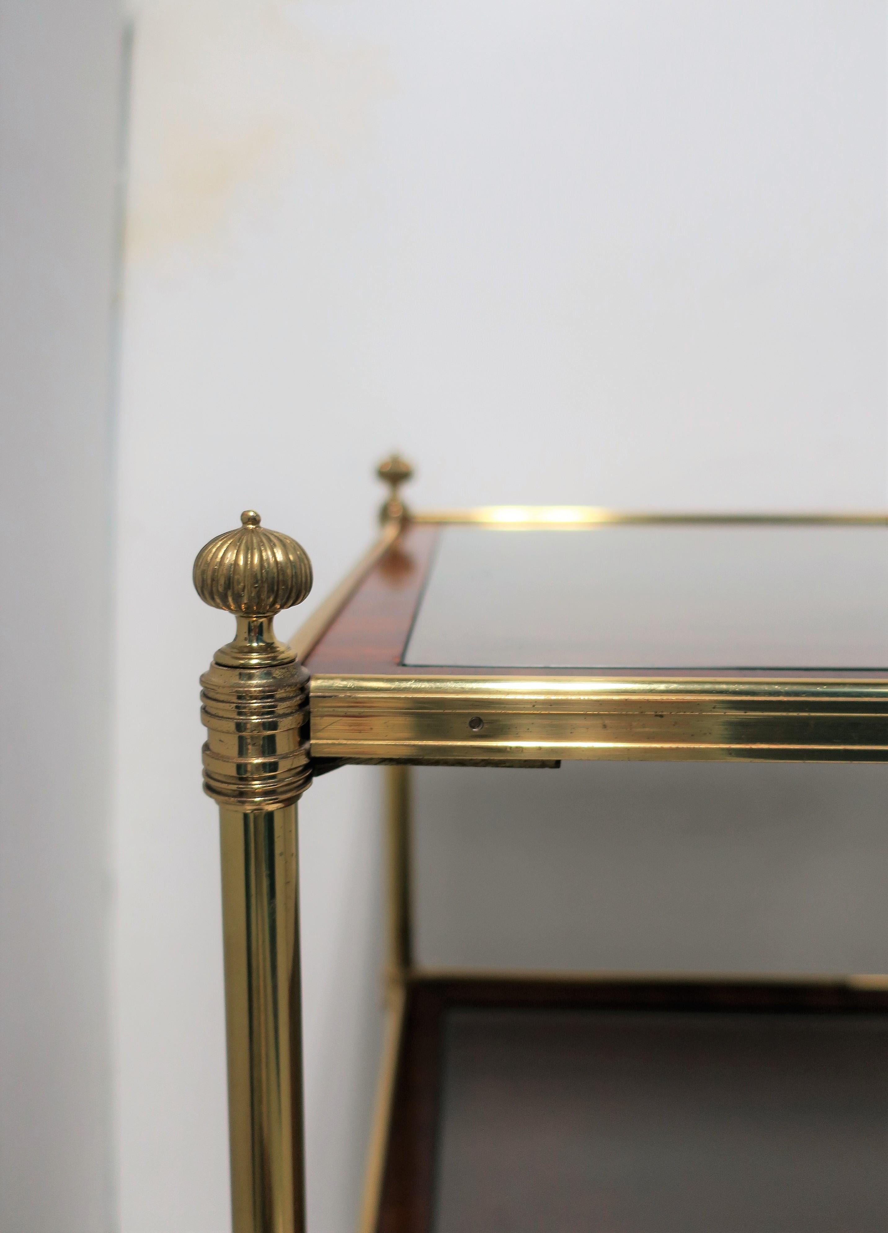 Designer English Regency Brass Glass Mahogany Table Shelves by William Tillman 12