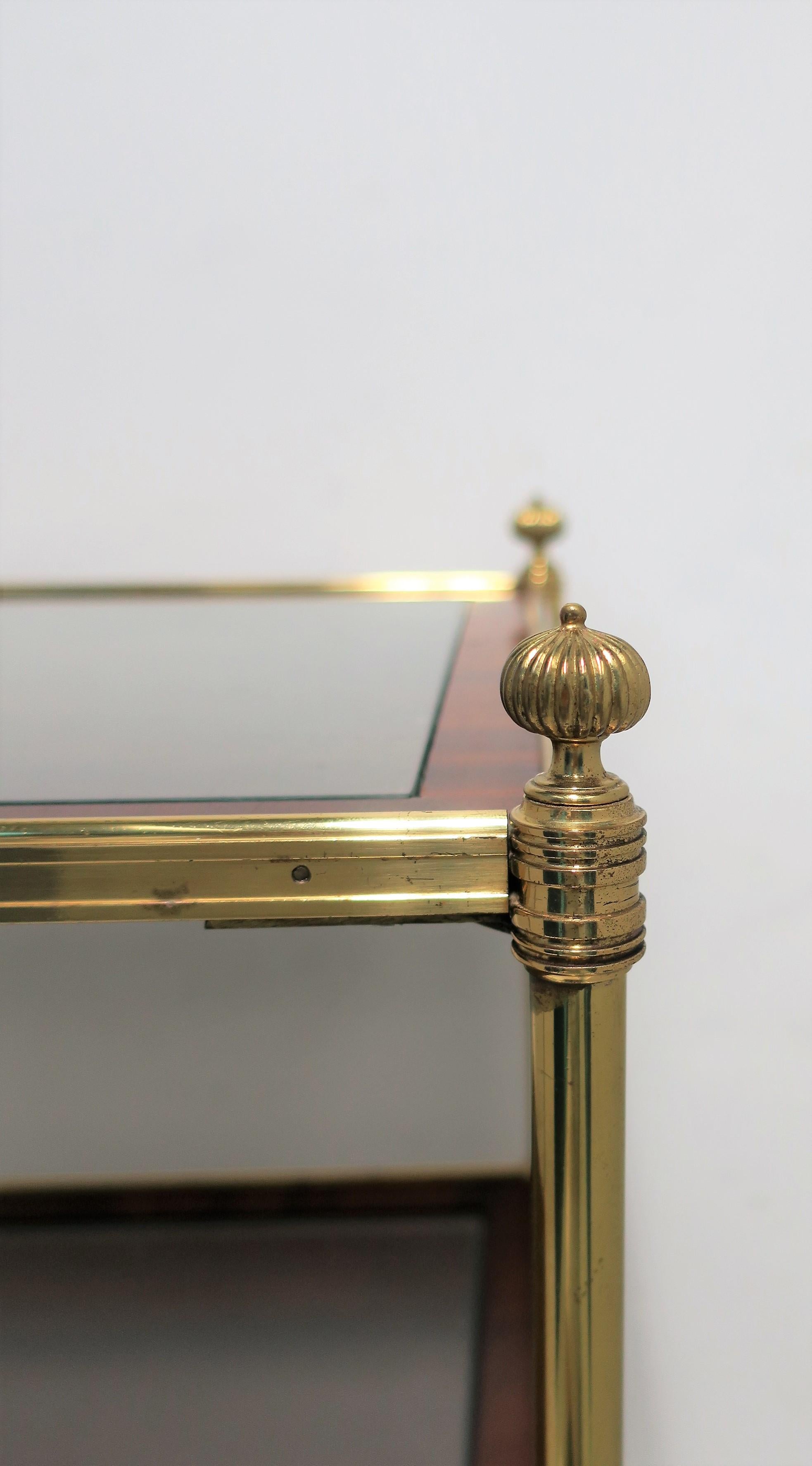 Designer English Regency Brass Glass Mahogany Table Shelves by William Tillman 13