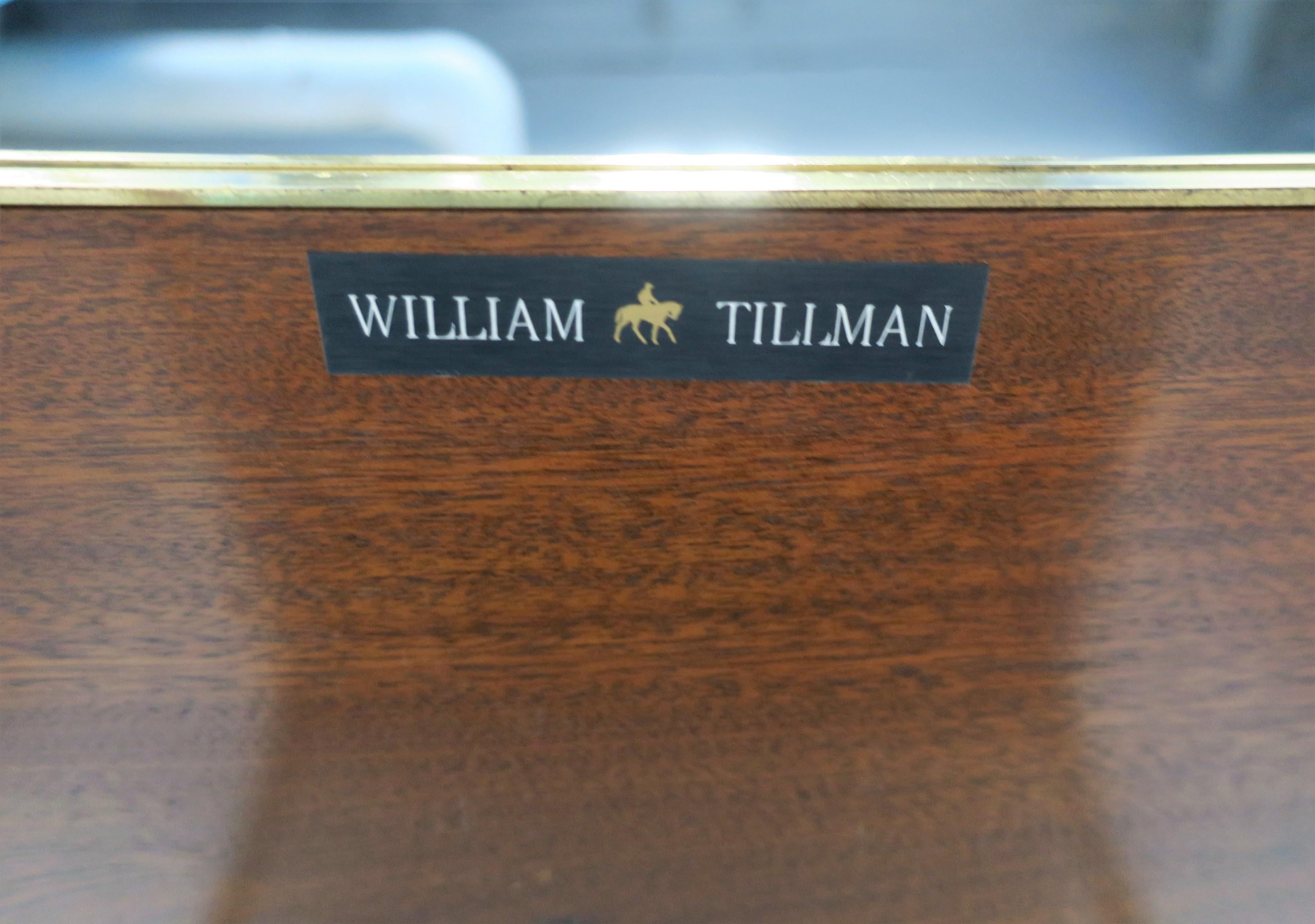 Designer English Regency Brass Glass Mahogany Table Shelves by William Tillman 14