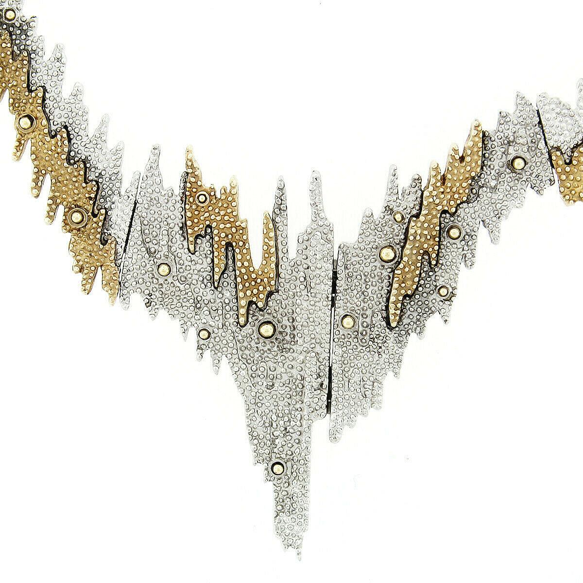 Designer ERTE Sophistication 14K Gold & Silver Diamond Pearl Statement Necklace 2