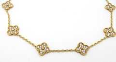 Designer Estate Van Cleef & Arpels Alhambra Diamond Necklace 18 Karat Gold