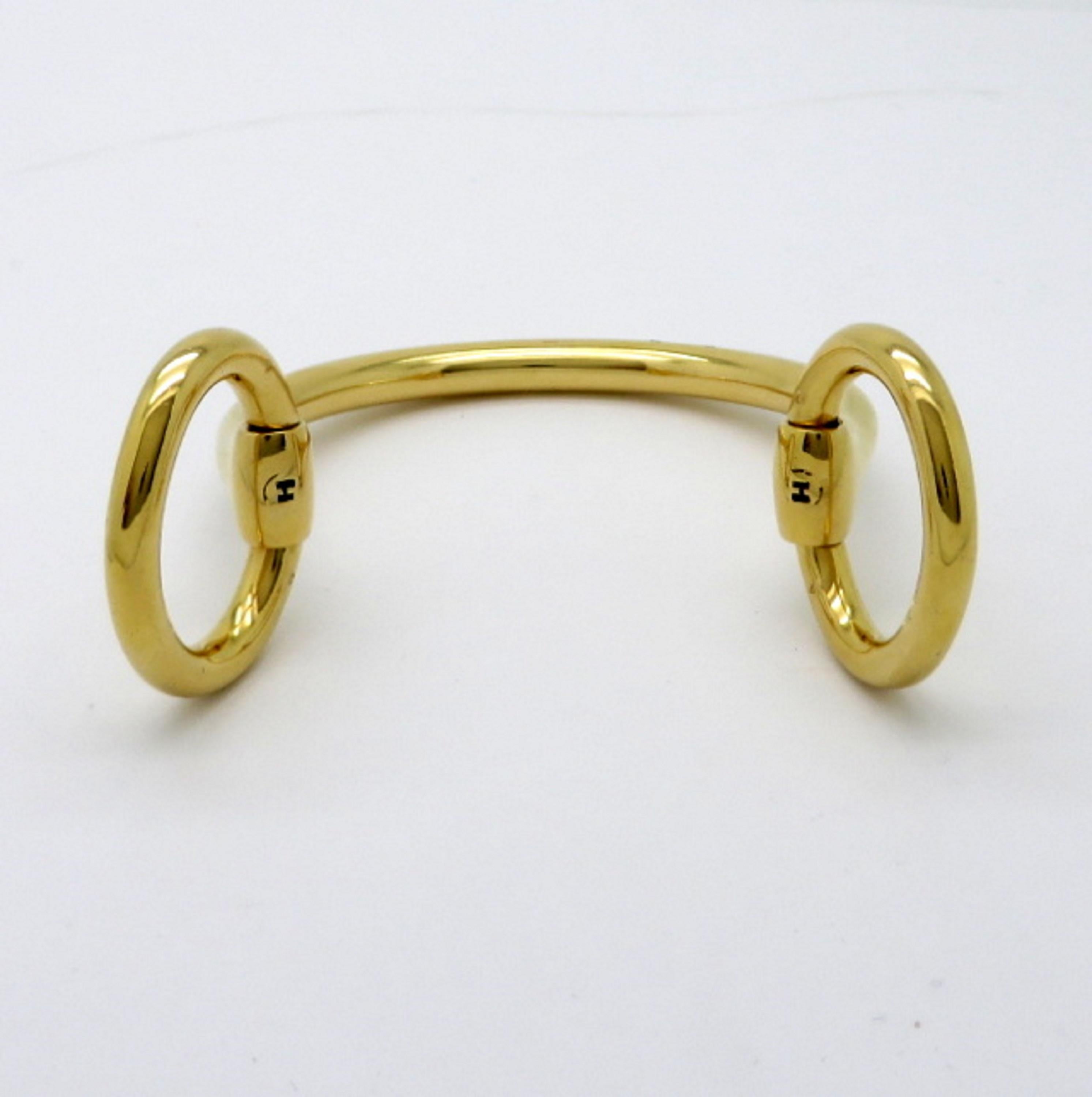 Designer Estate Vintage Hermes 18 Karat Yellow Gold Women's Cuff Bangle Bracelet 1