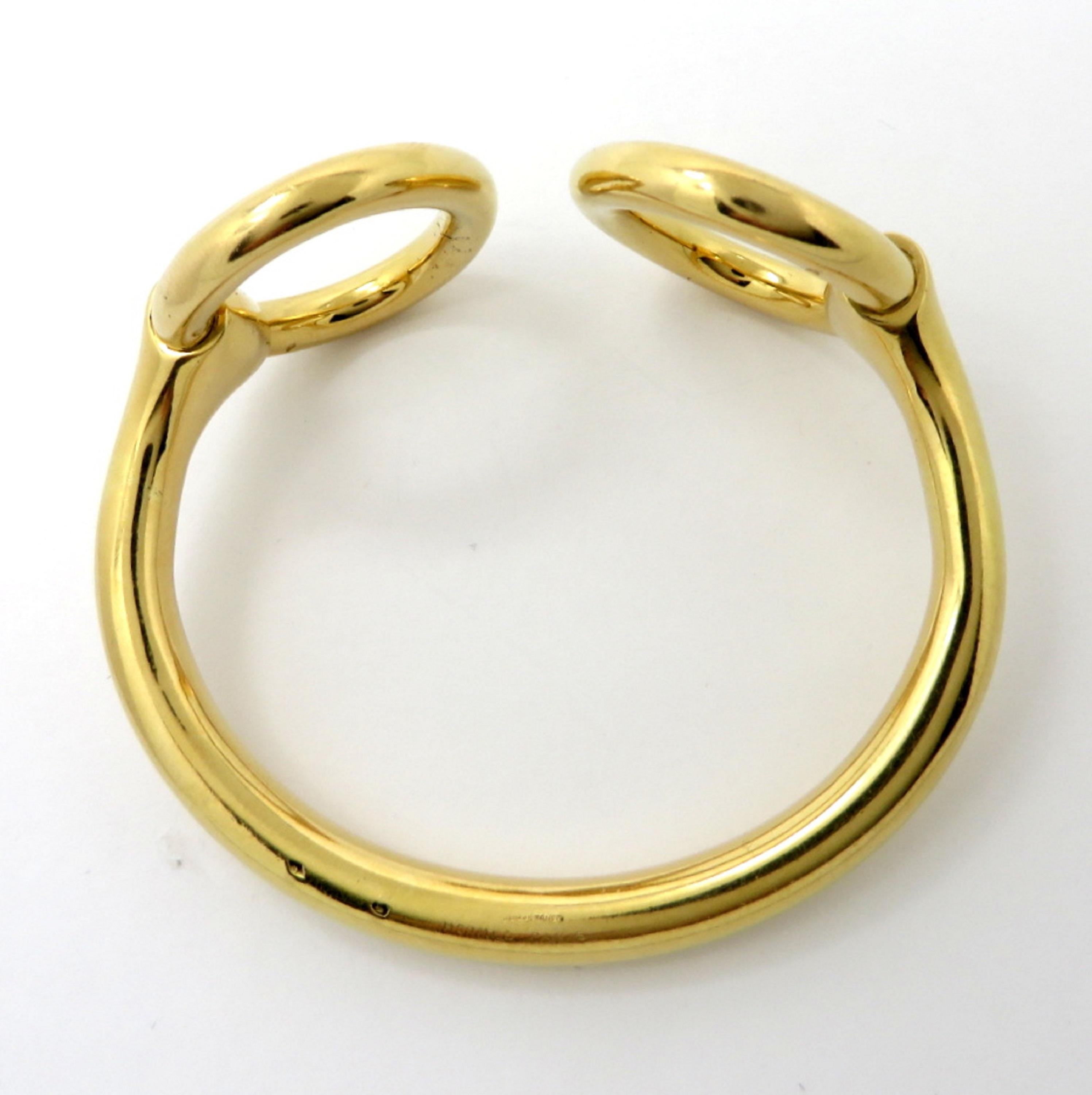 Designer Estate Vintage Hermes 18 Karat Yellow Gold Women's Cuff Bangle Bracelet 4