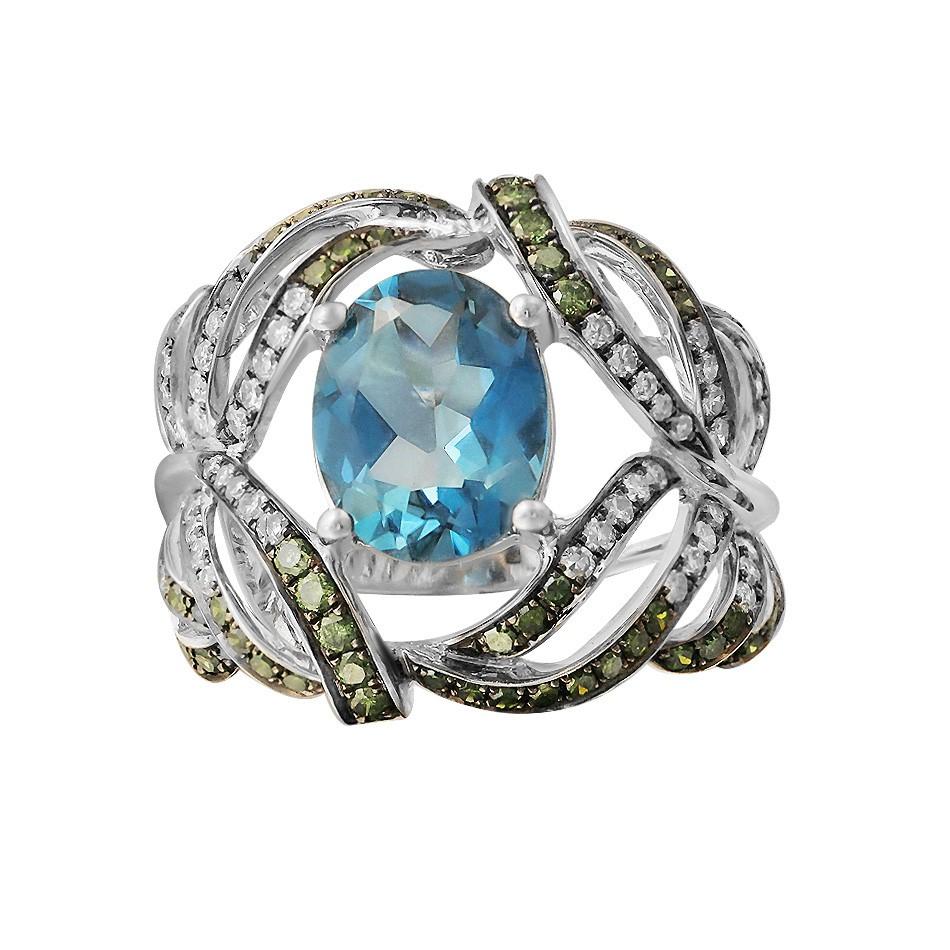 White Gold 14K Ring 
Weight 5.84 gram
Size 17
Diamond 60-Round 17-0,39-4/7-
Diamond 74-Round 17-0,61-99/6-
Topaz 1-Oval-2,59 Оп(1)/1A

With a heritage of ancient fine Swiss jewelry traditions, NATKINA is a Geneva based jewellery brand, which creates