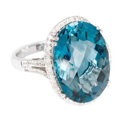 Designer Fashion Fine Jewelry Topaz White Diamond Gold Ring