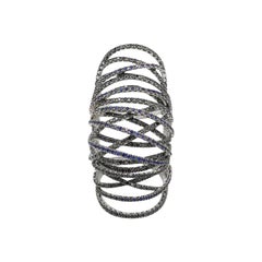 Designer Fashion Fine Jewelry Anello in oro 18 carati con diamante bianco e zaffiro blu