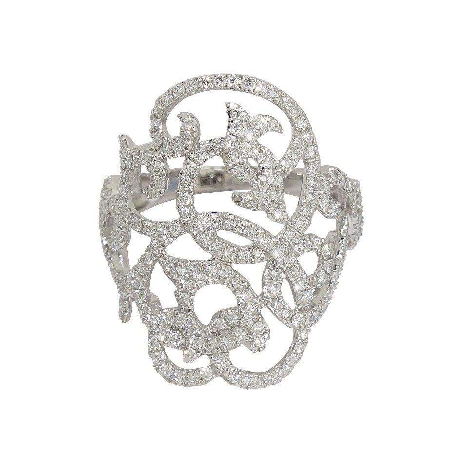 Designer Fashion Fine Jewelry White Diamond Gold Ring In New Condition For Sale In Montreux, CH