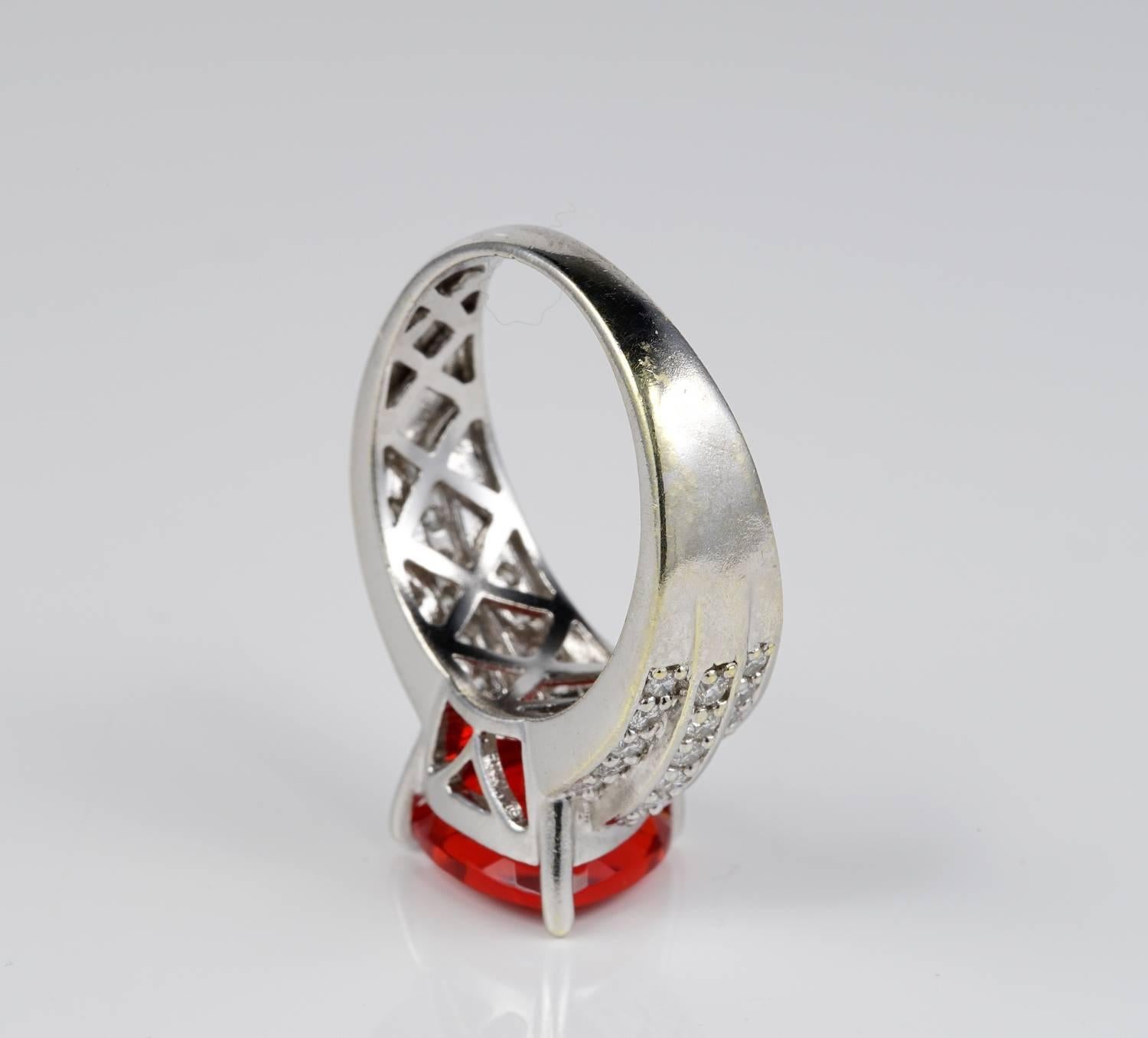 Designer Fire Opal Diamond Rare Ring In Excellent Condition For Sale In Napoli, IT