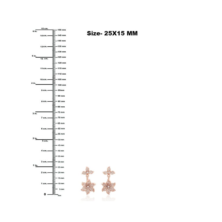 Designer Flower Shaped Earrings with Pave Diamonds Made in 18k Rose