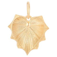 Designer Fluted Heart Charm Pendant Solid 14k Yellow Gold Jewelry Gift Pendant