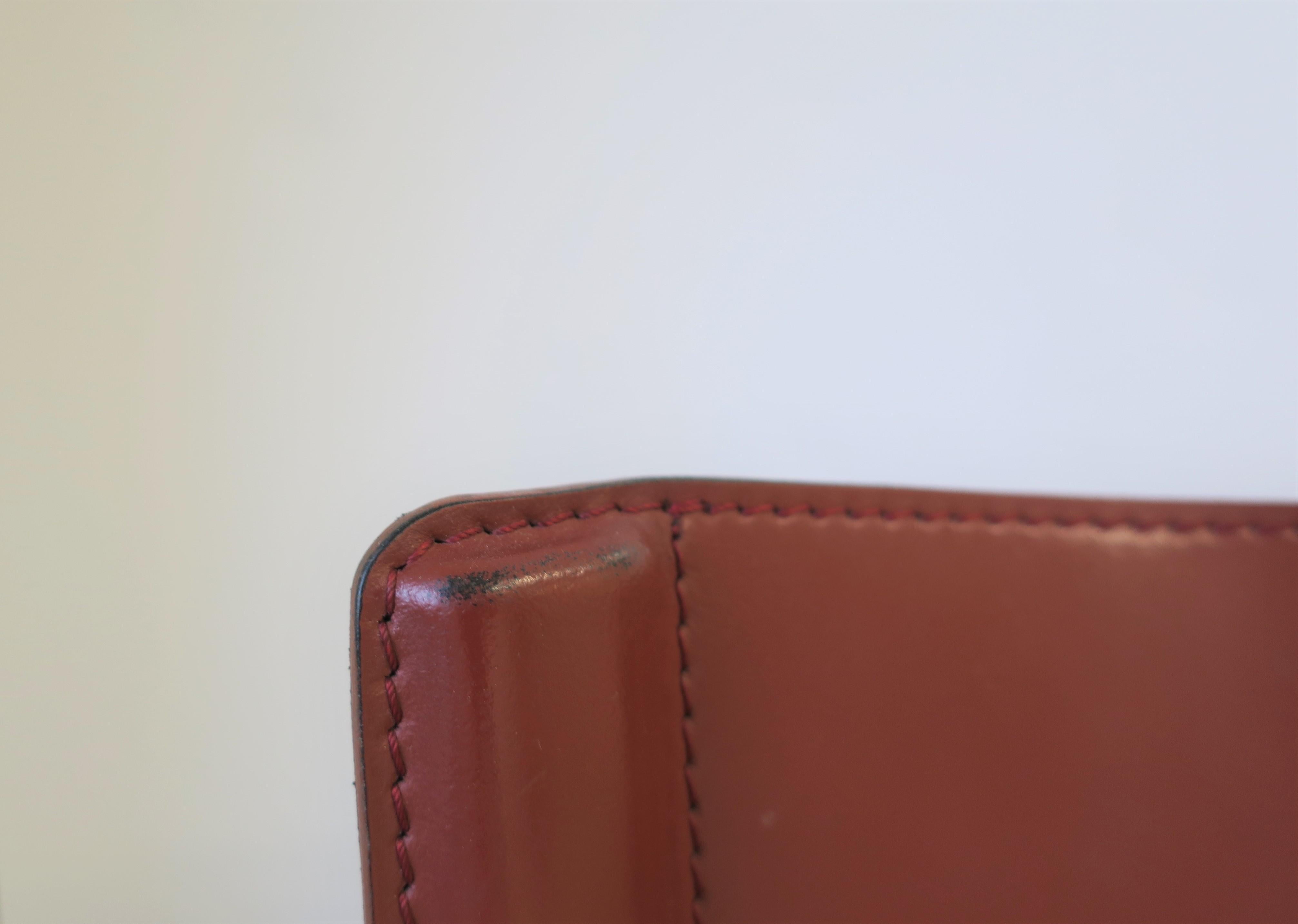 Designer Italian Red Burgundy Leather Side or Desk Chair by Frag 6
