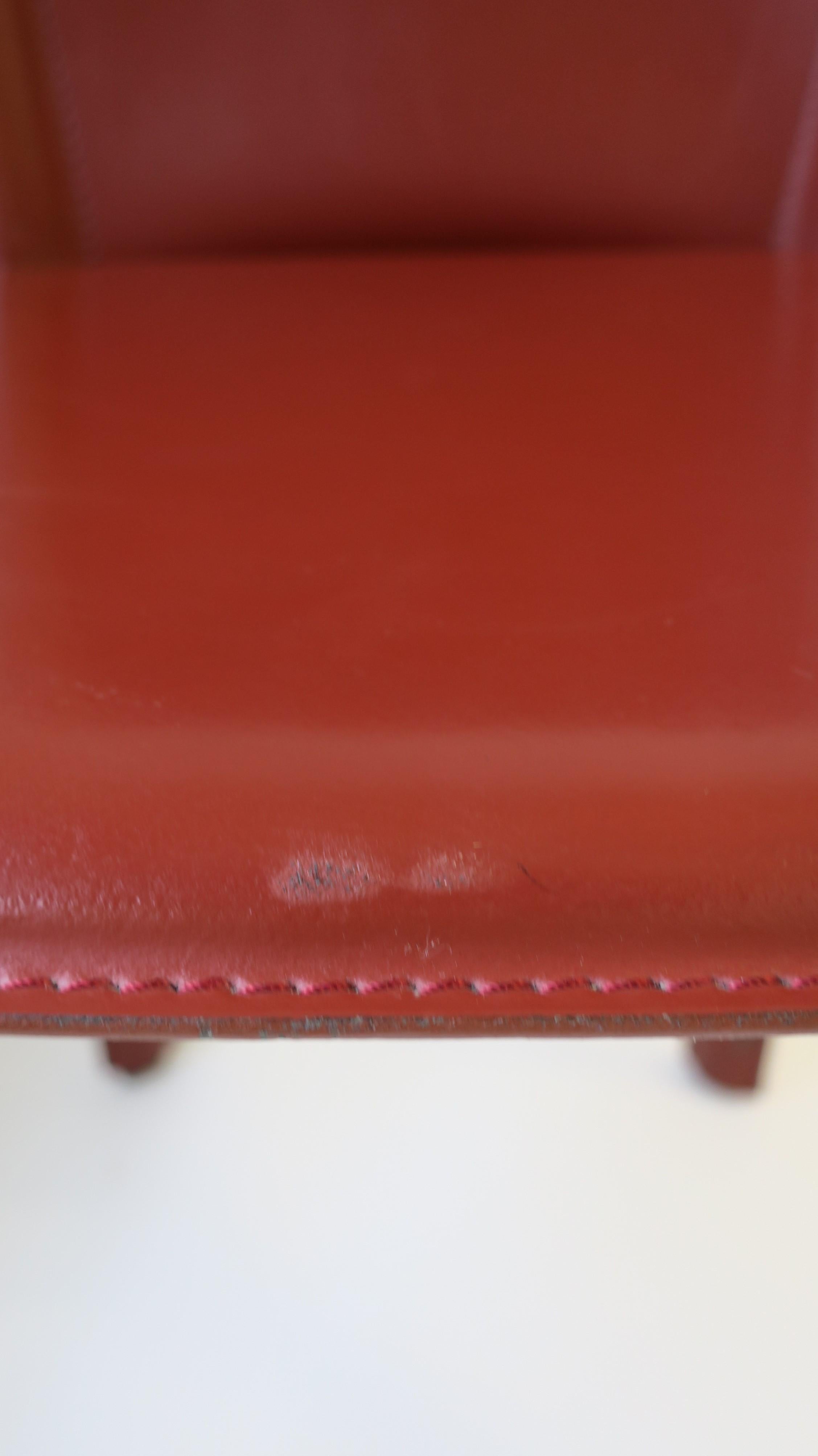 Designer Italian Red Burgundy Leather Side or Desk Chair by Frag 7