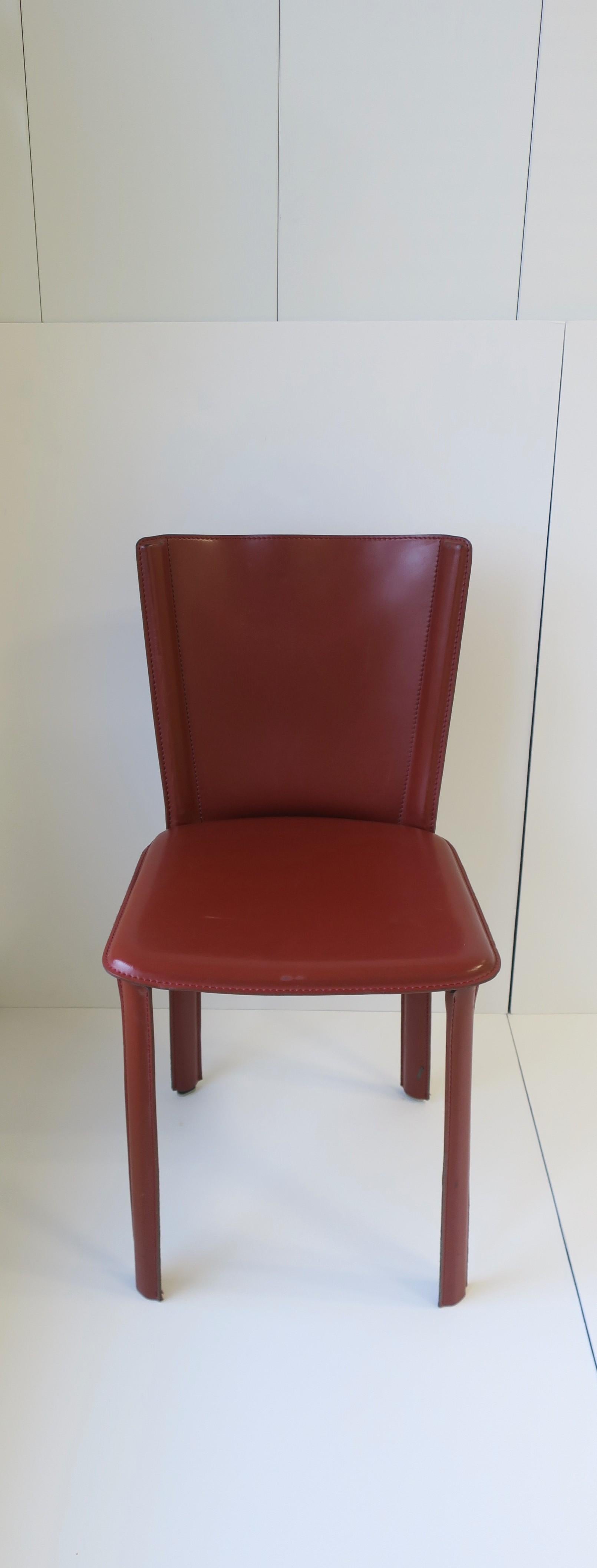 Modern Designer Italian Red Burgundy Leather Side or Desk Chair by Frag