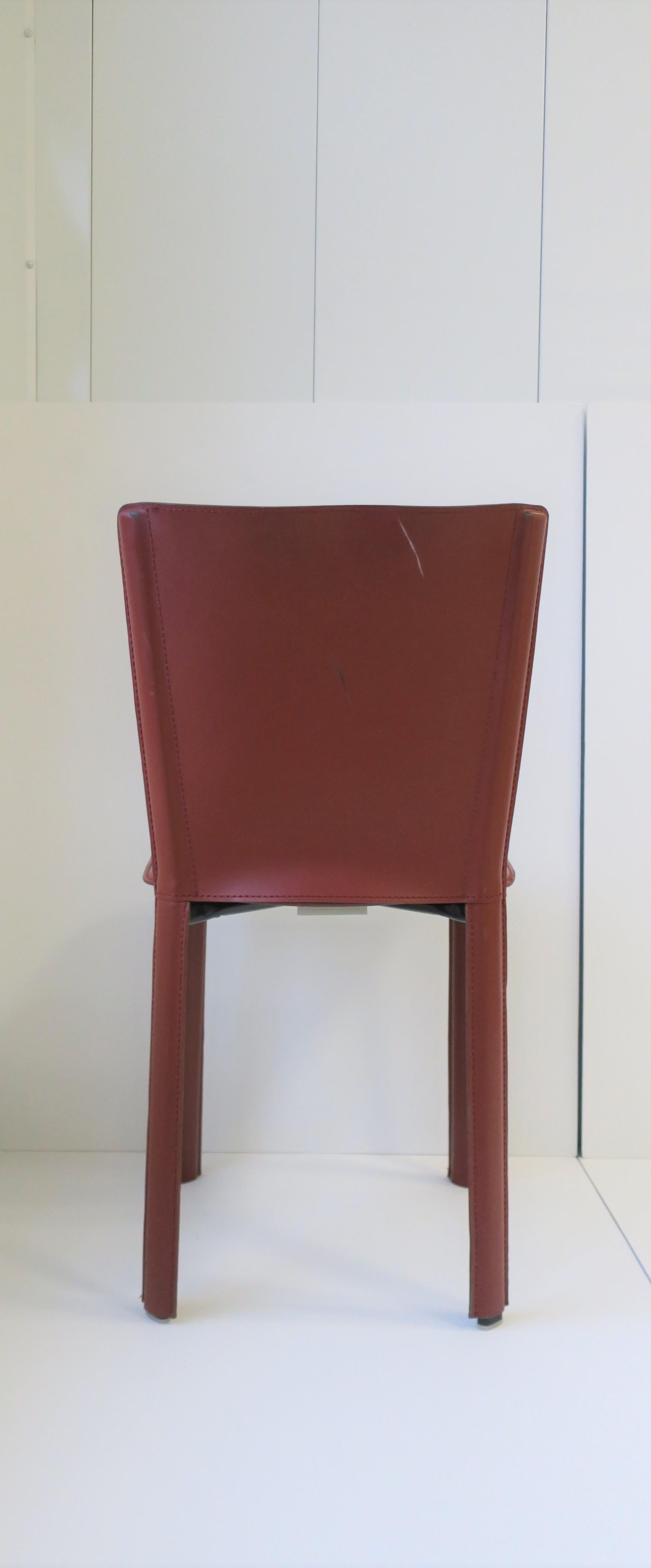 Contemporary Designer Italian Red Burgundy Leather Side or Desk Chair by Frag