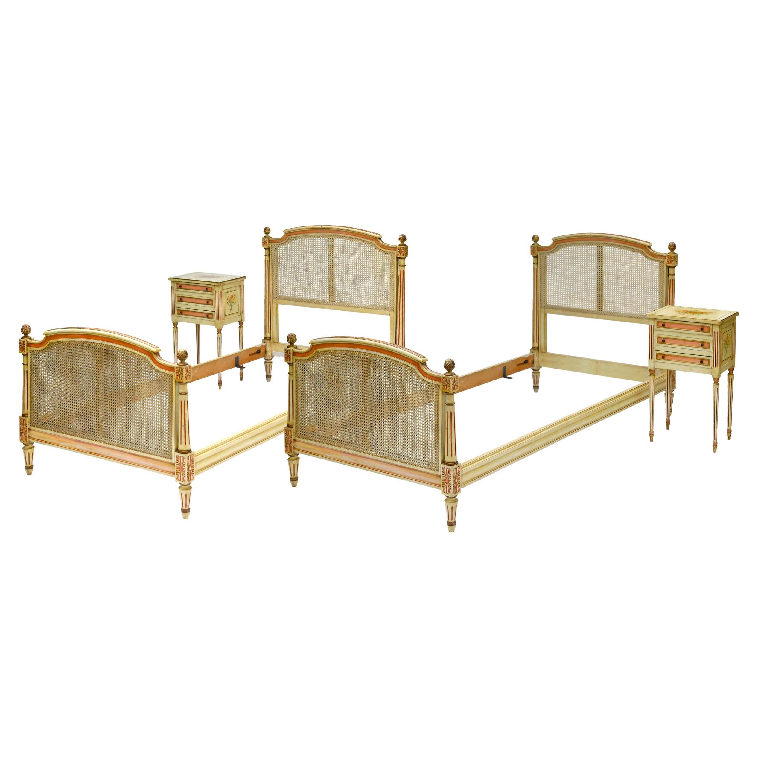 Designer French Provincial Beds & Commodes; 4 piece set In Good Condition In Malibu, CA