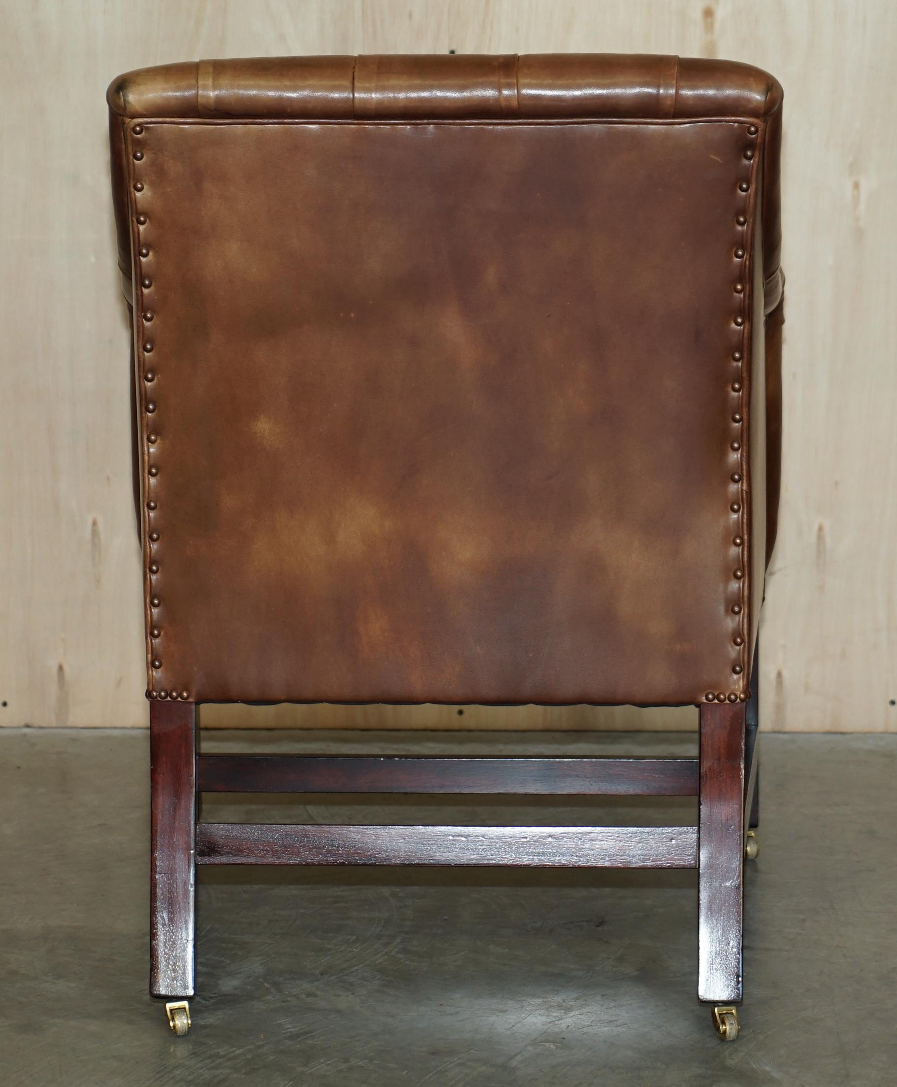 Designer George Smith Vintage Brown Leather Occasional Armchair 1