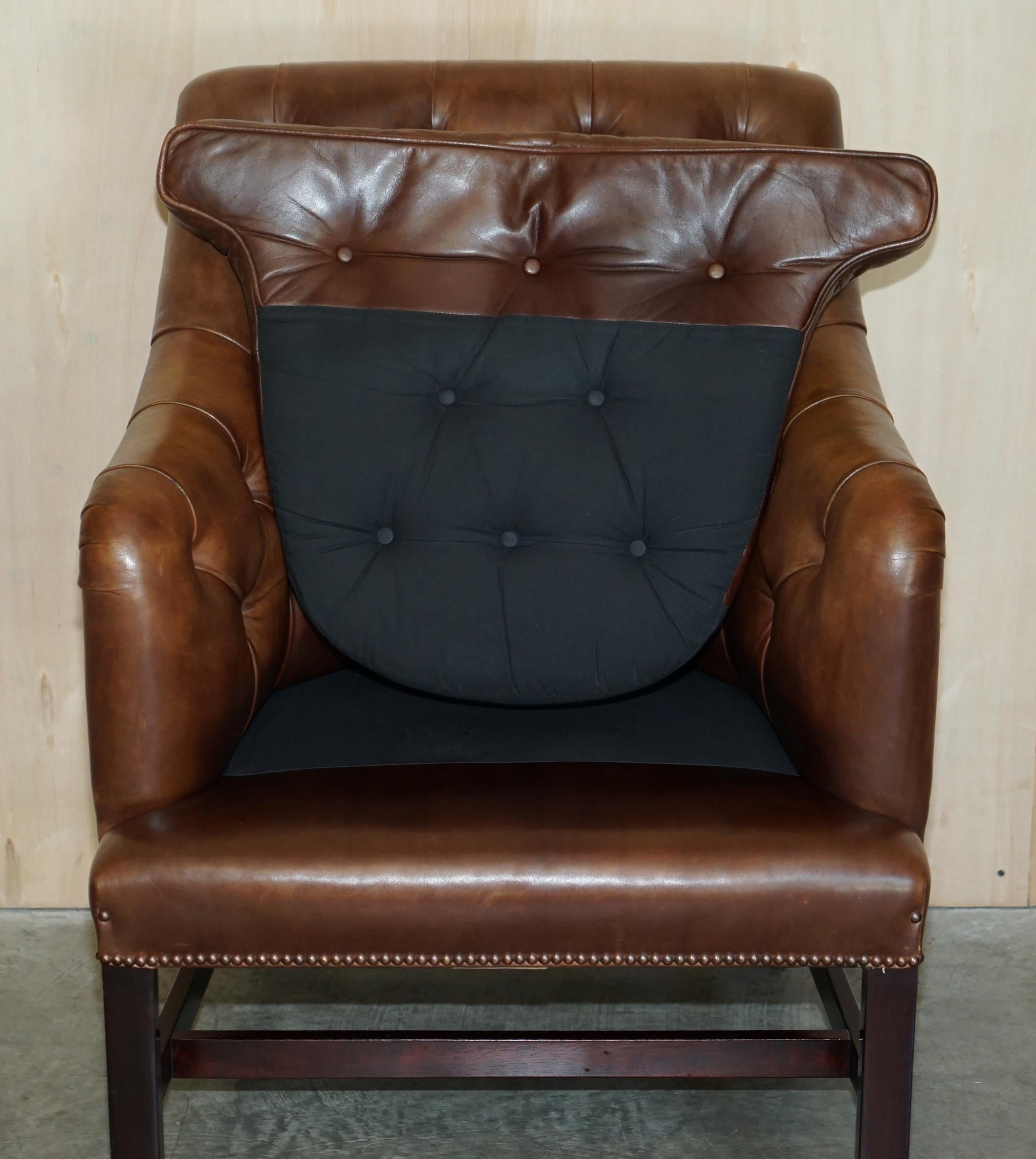 Designer George Smith Vintage Brown Leather Occasional Armchair 3