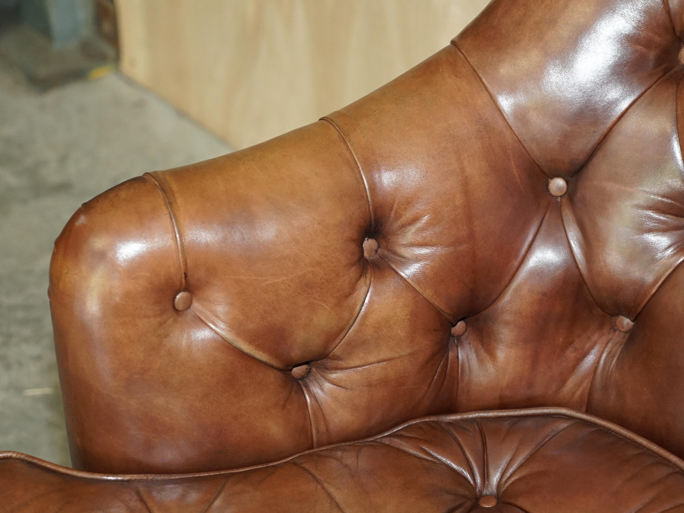 Georgian Designer George Smith Vintage Brown Leather Occasional Armchair