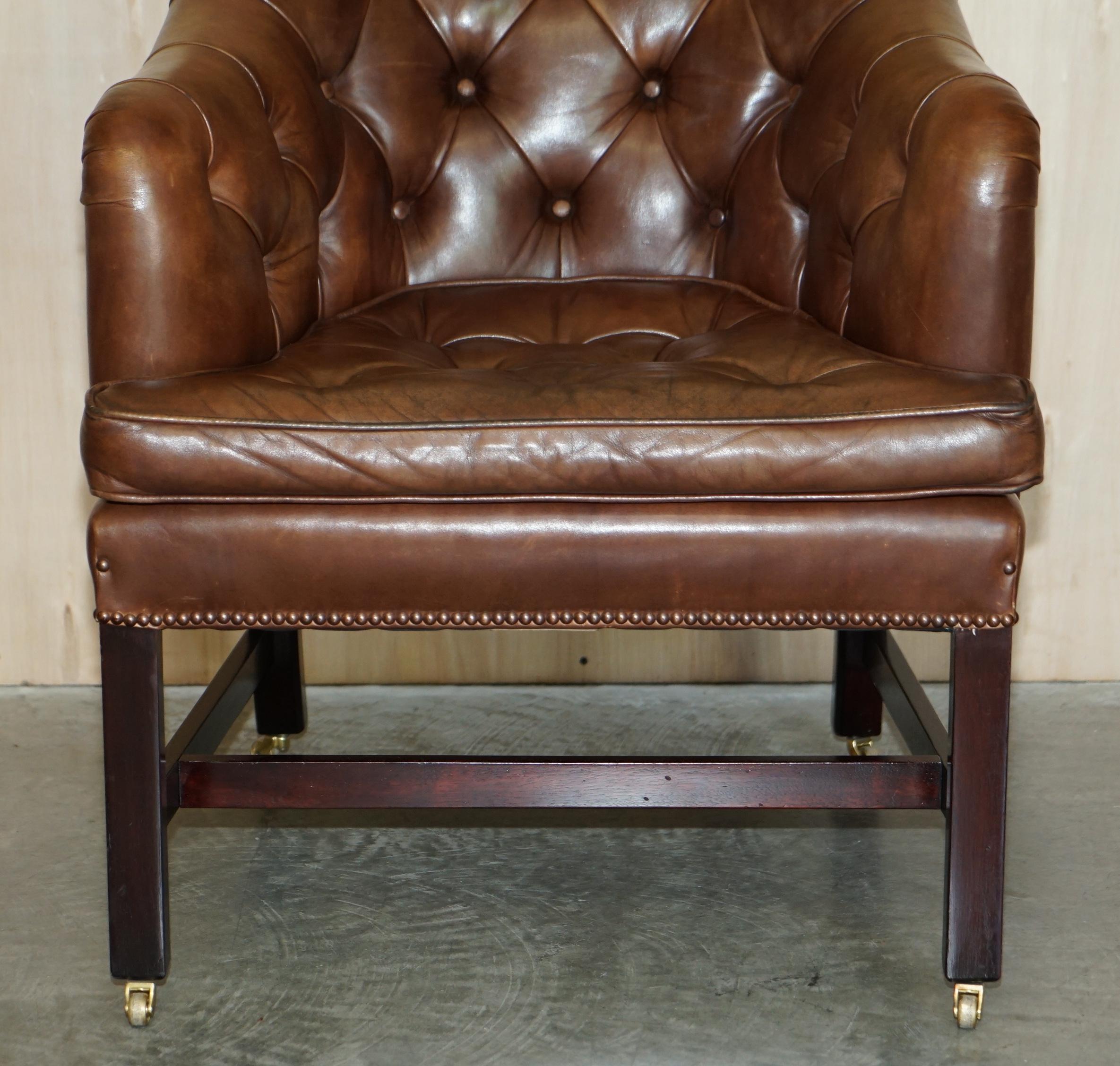 English Designer George Smith Vintage Brown Leather Occasional Armchair