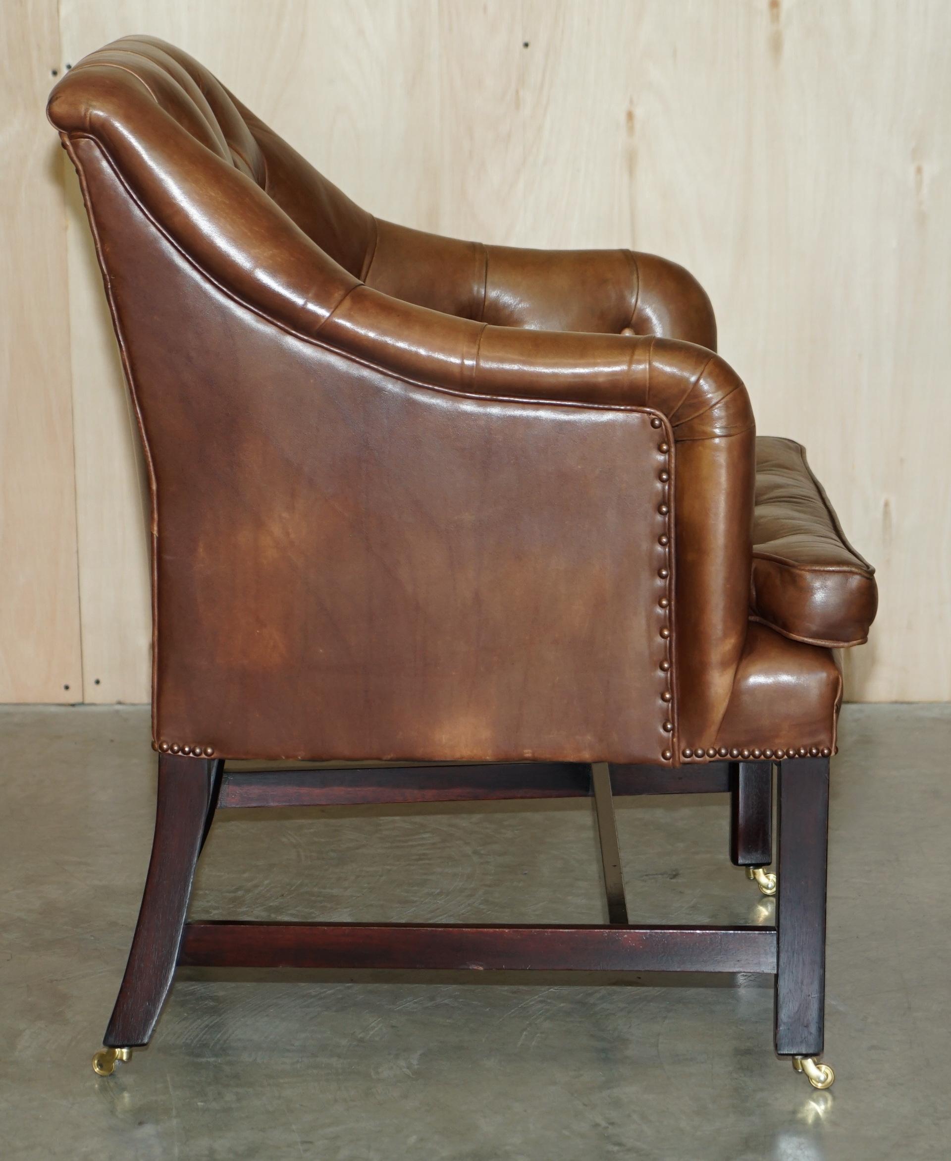 20th Century Designer George Smith Vintage Brown Leather Occasional Armchair