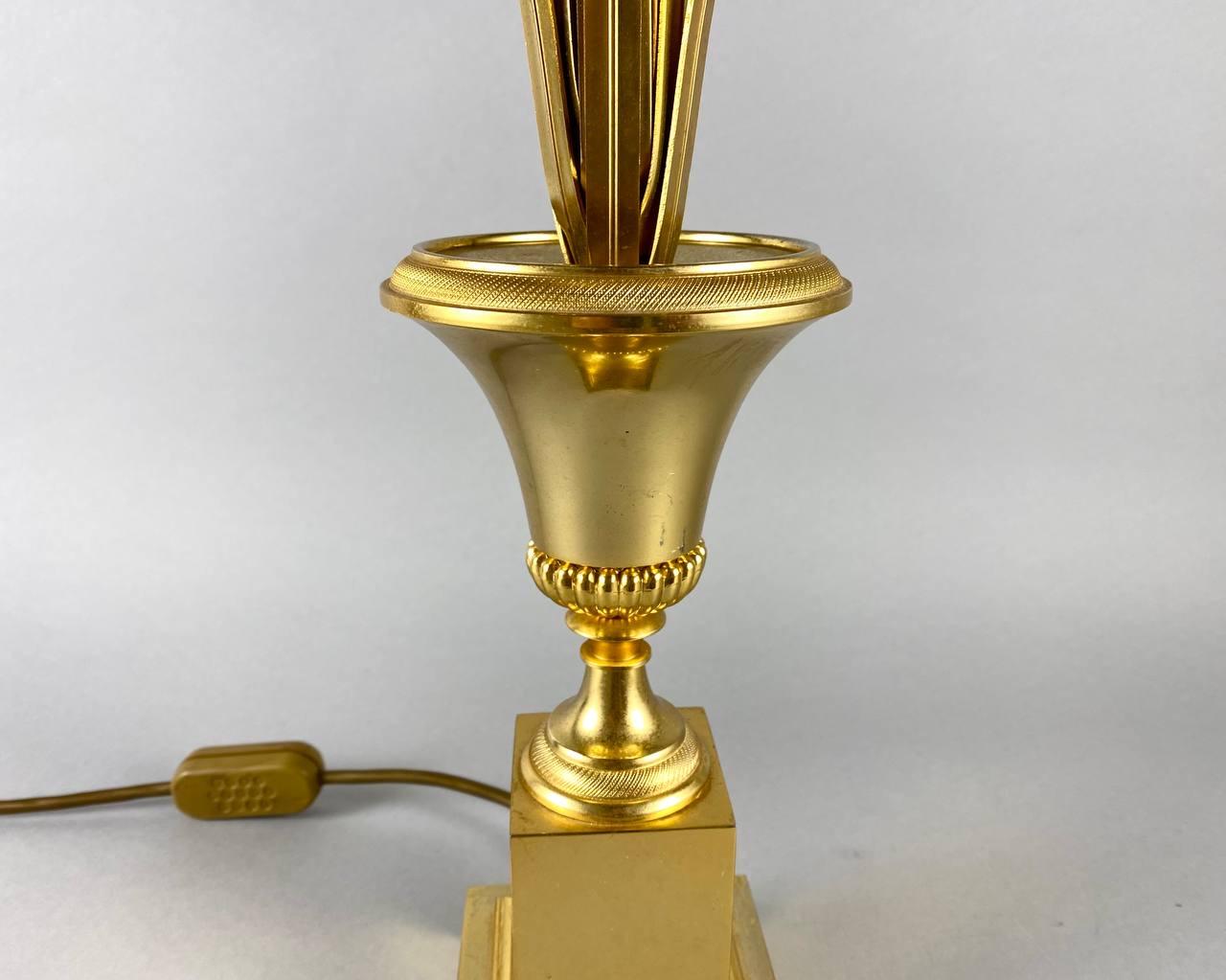 Designer Gilt Brass Table Lamp by Maison Charles for Boulanger, 1980s, Belgium 2