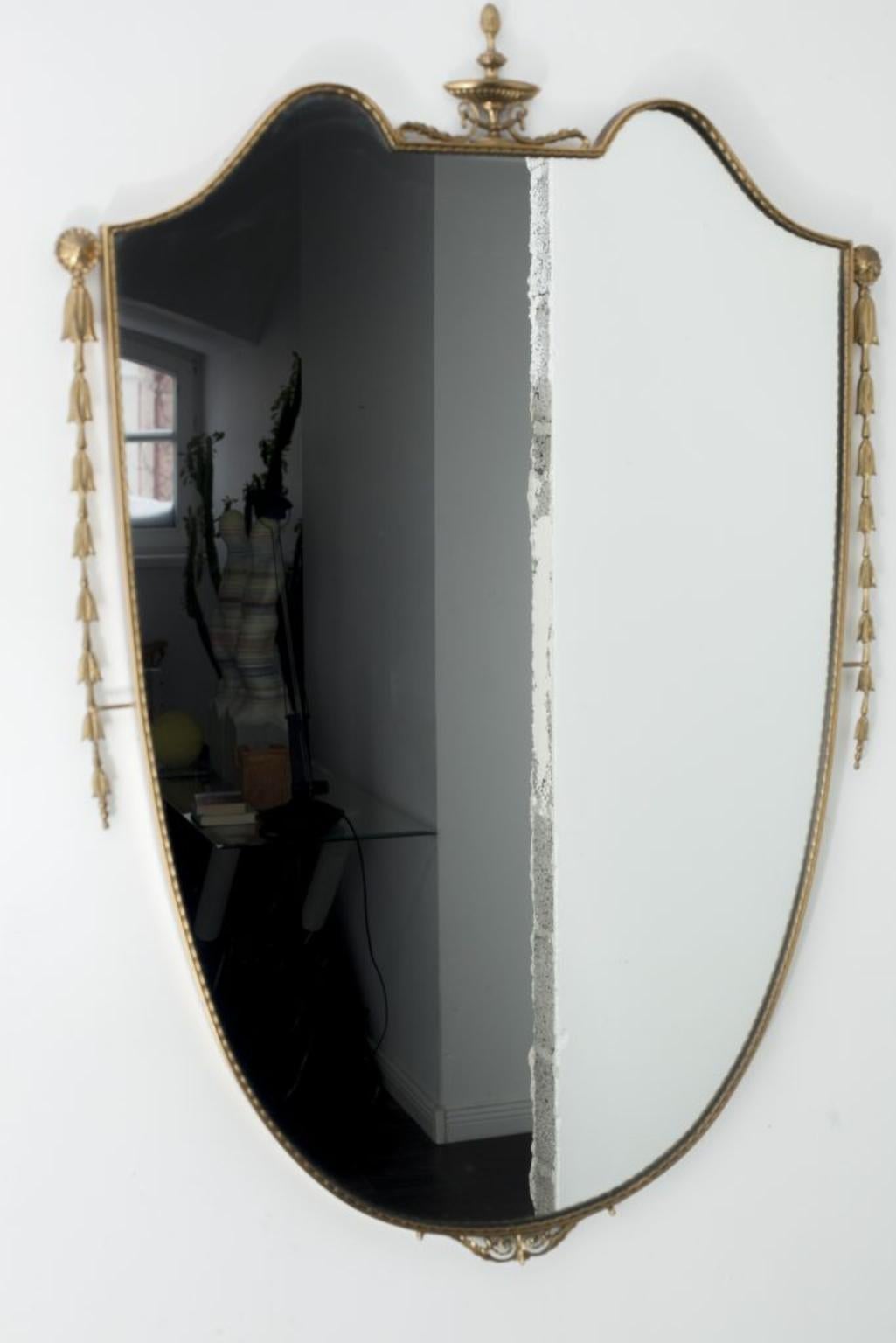 Metalwork Designer Gio Ponti Style Antique Italian Mirror