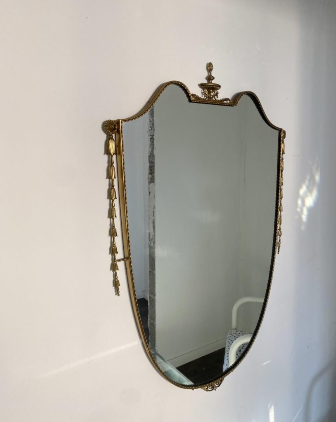Designer Gio Ponti Style Antique Italian Mirror In Good Condition In Vilnius, LT