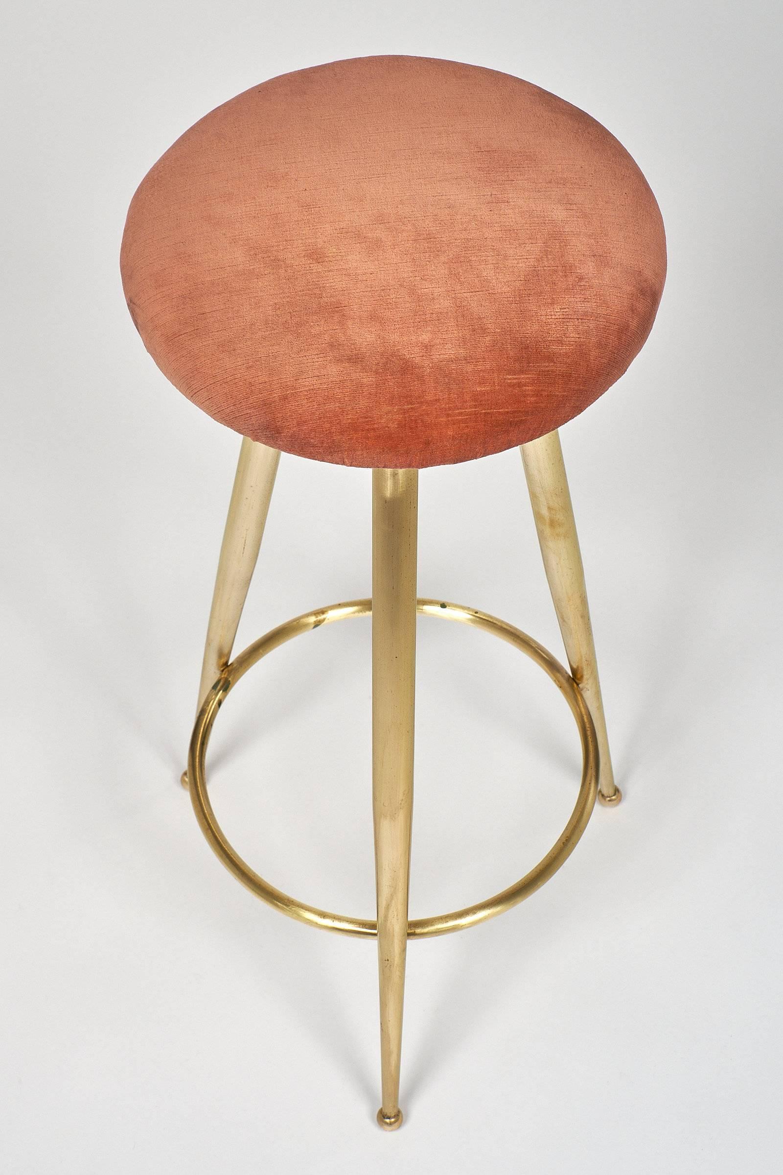 Italian Designer Gio Ponti Style Brass Bar Stools