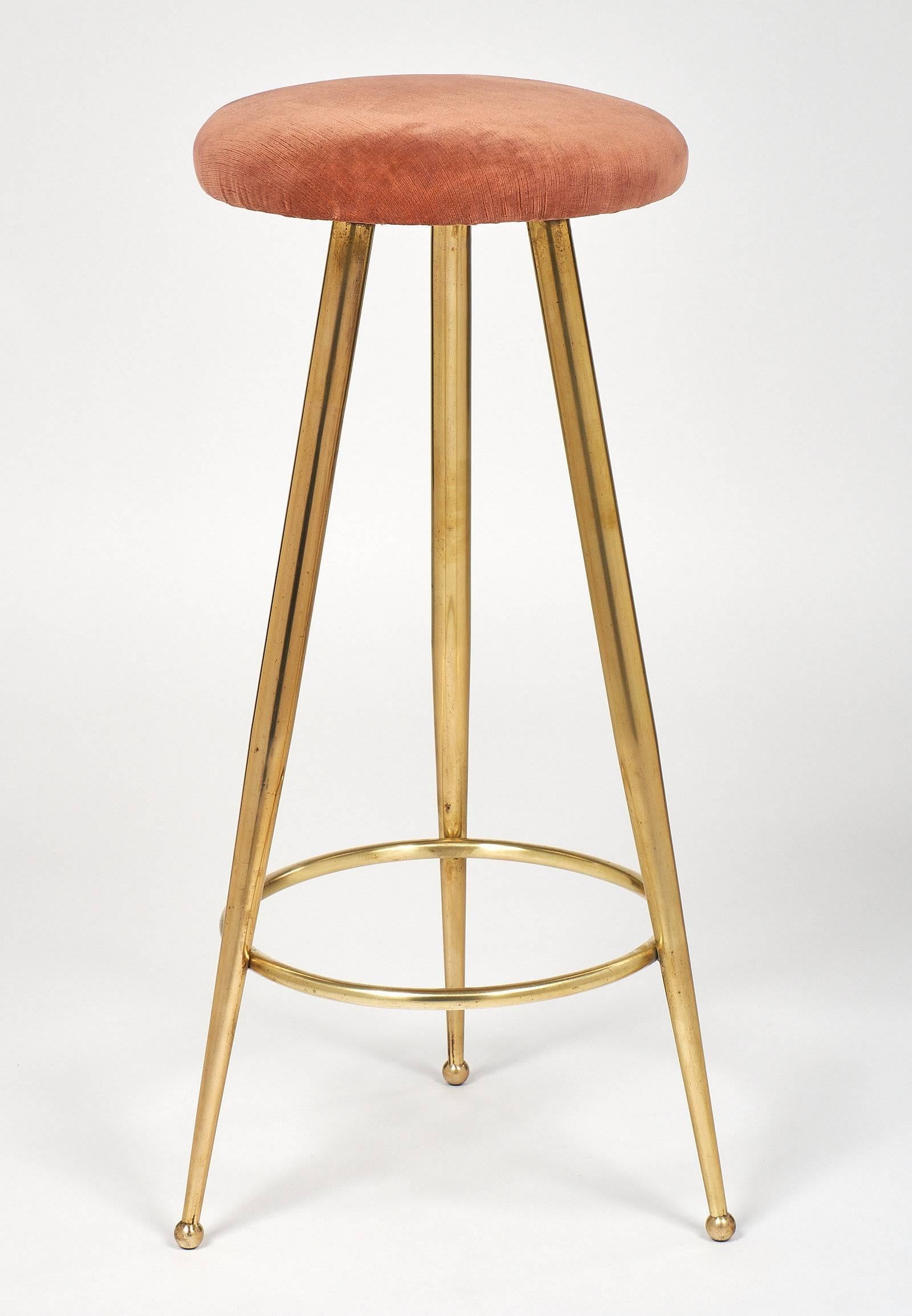 Mid-20th Century Designer Gio Ponti Style Brass Bar Stools