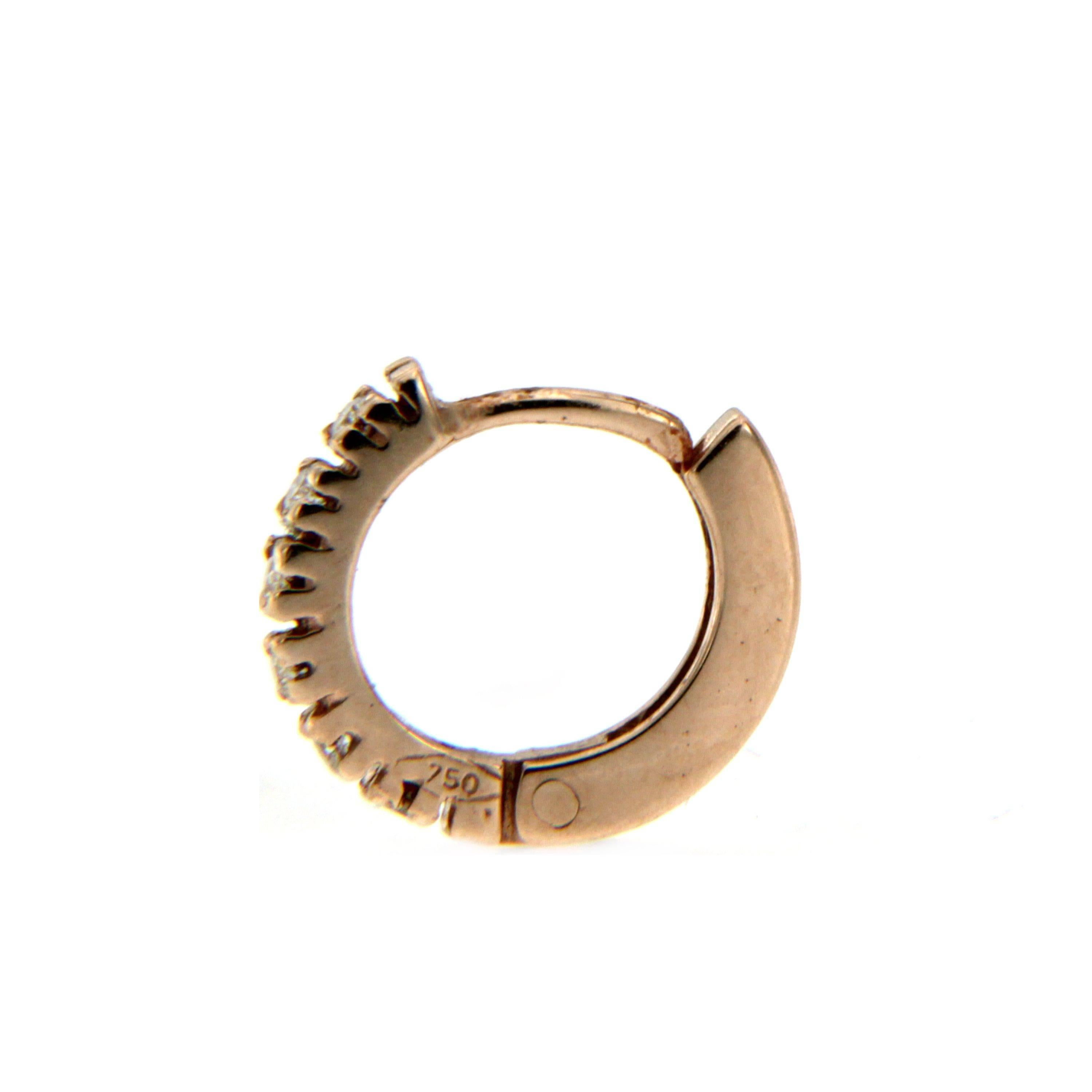 Designer Gold Diamond baby Hoop Earrings In New Condition For Sale In Napoli, Italy