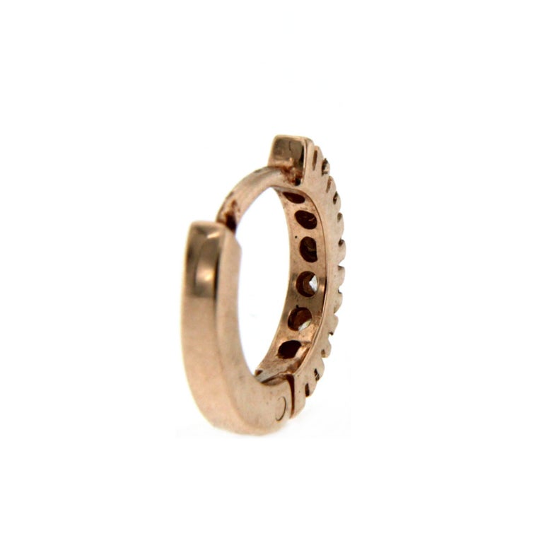 Designer Gold Diamond Baby Hoop Single Earring For Sale at 1stDibs