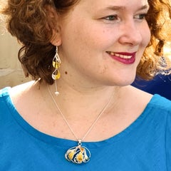 Nautical Designer Gold Silver & Pearl Dangling Filigree Sailing Earrings