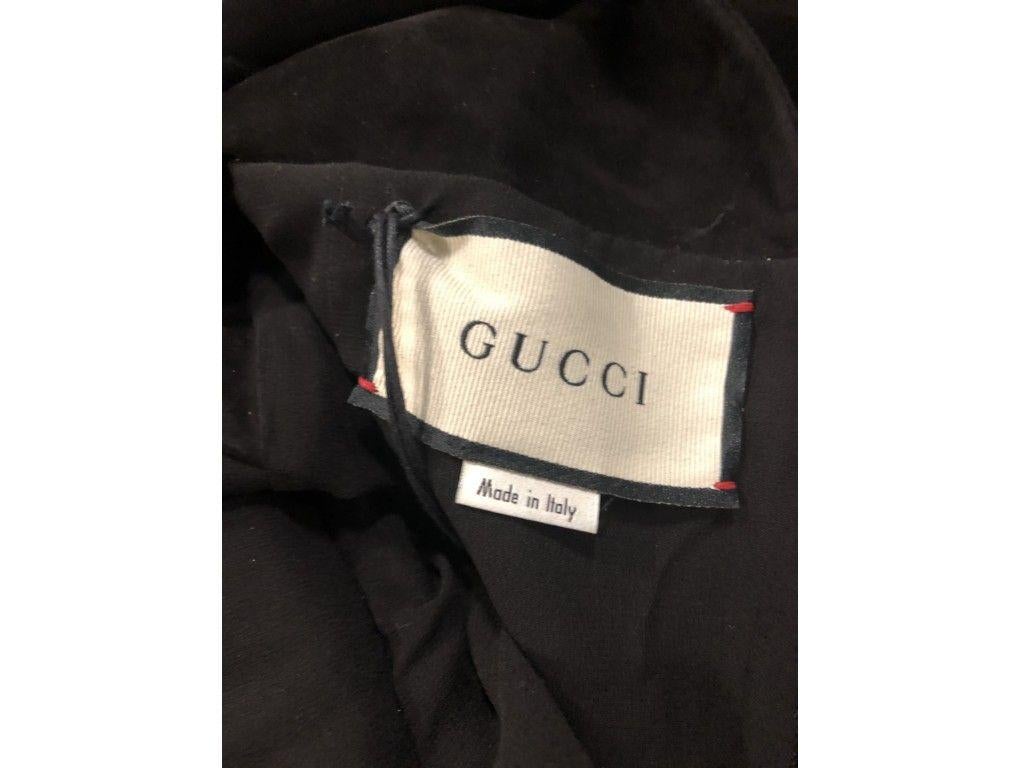DESIGNER GUCCI Asymmetric Leather/Suede Dress - Black/Gold - Size 40 In New Condition For Sale In London, GB