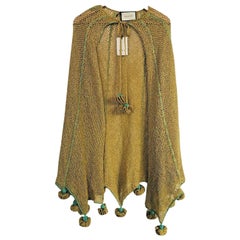 DESIGNER GUCCI Cape With Pom-poms In Gold