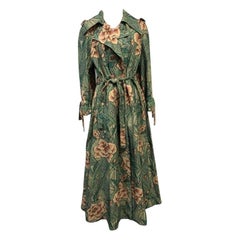 DESIGNER GUCCI Lorraine Floral Print Coat - Green - Size 46